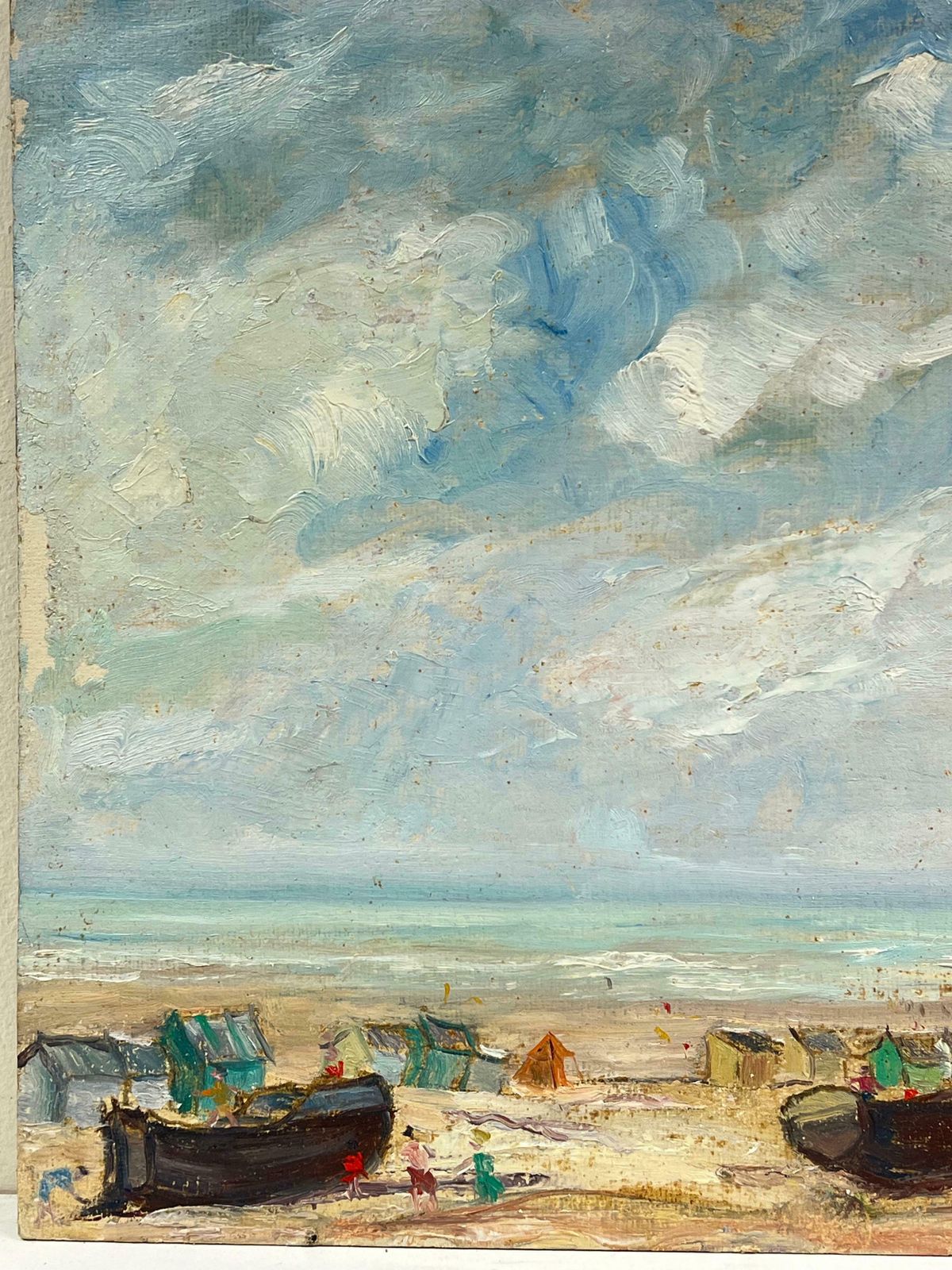 Simone Forge1950's French Impressionist Coastal Landscape With Beached Boats And Hazy Sky19th Century photo 1031.0