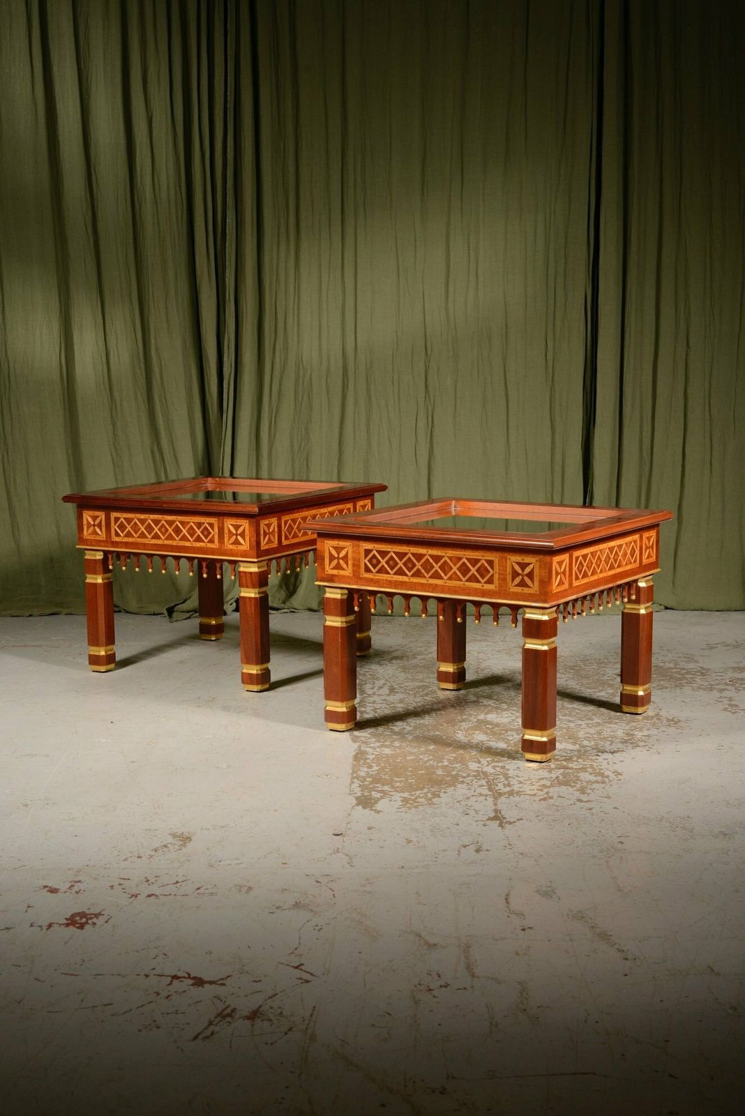 A Pair Of Moorish Style Marquetry And Parcel Gilt Occasional Tables   C.1990