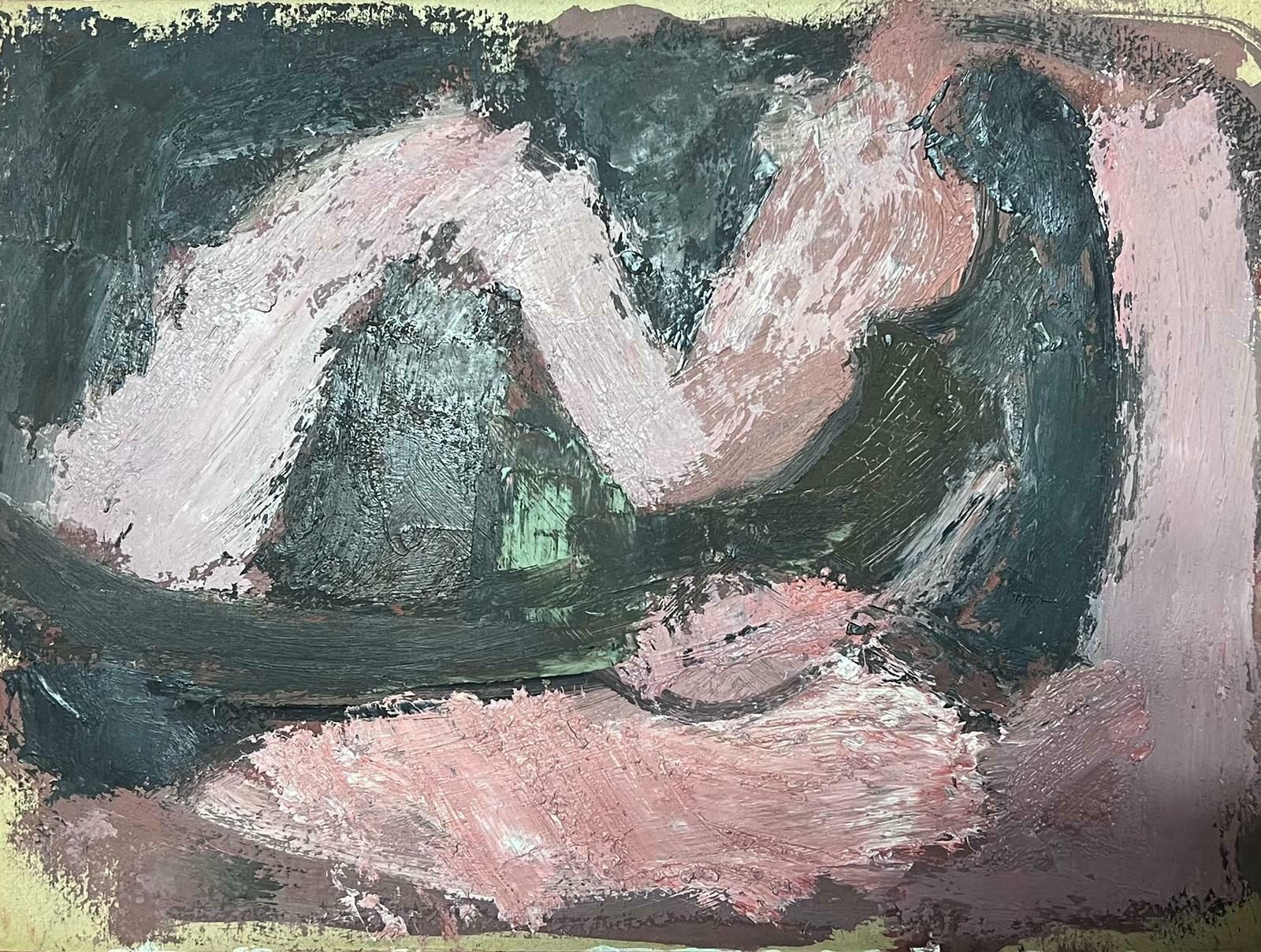 Elisabeth Hahn20th Century German Modernist Oil Painting Pink And Blue Abstract 20th Century photo Art