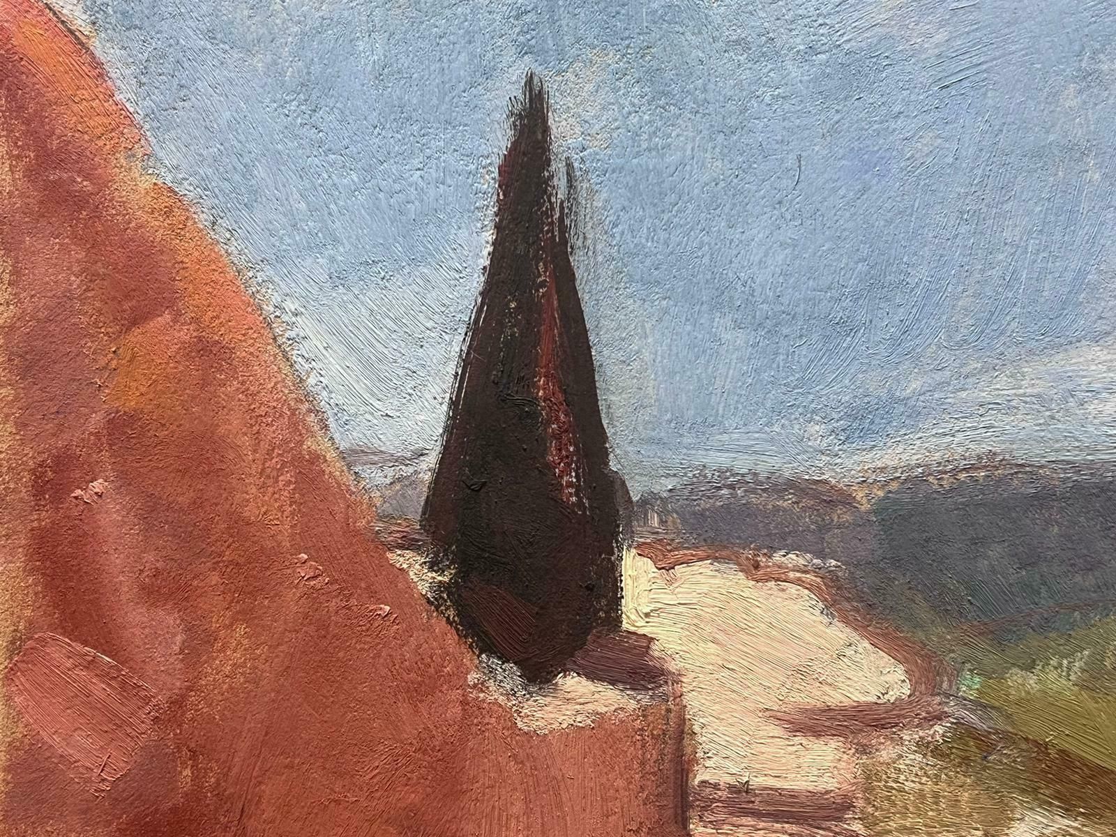 Elisabeth Hahn20th Century German Modernist Oil Painting Provence Cypress Tree Landscape20th Century photo furniture