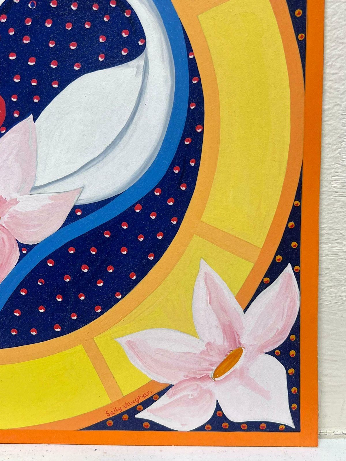 Sally Vaughancontemporary British Abstract Original Painting Heart Swan Wall Paper Design1990 photo Art