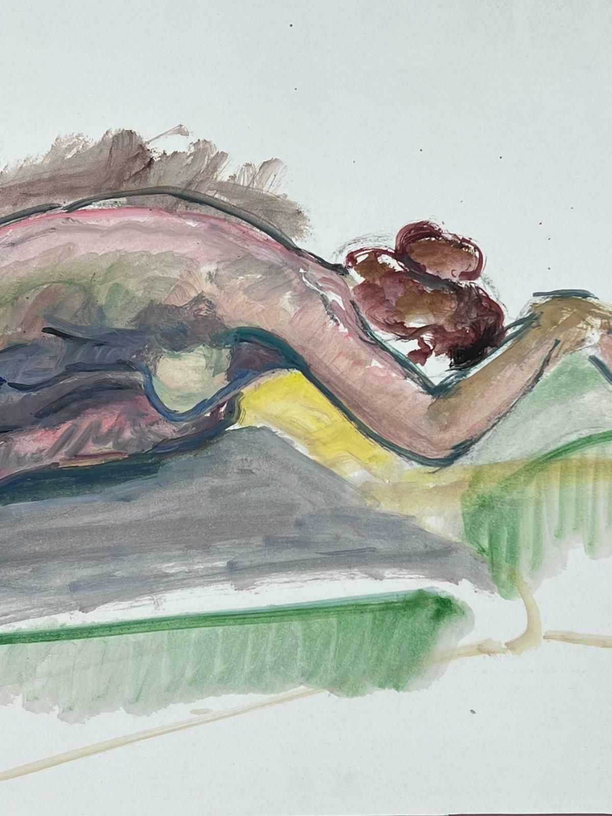 French Modernistreclining Nude Lady Model 1970's French Modernist Painting Provence Collection1970's photo for sale