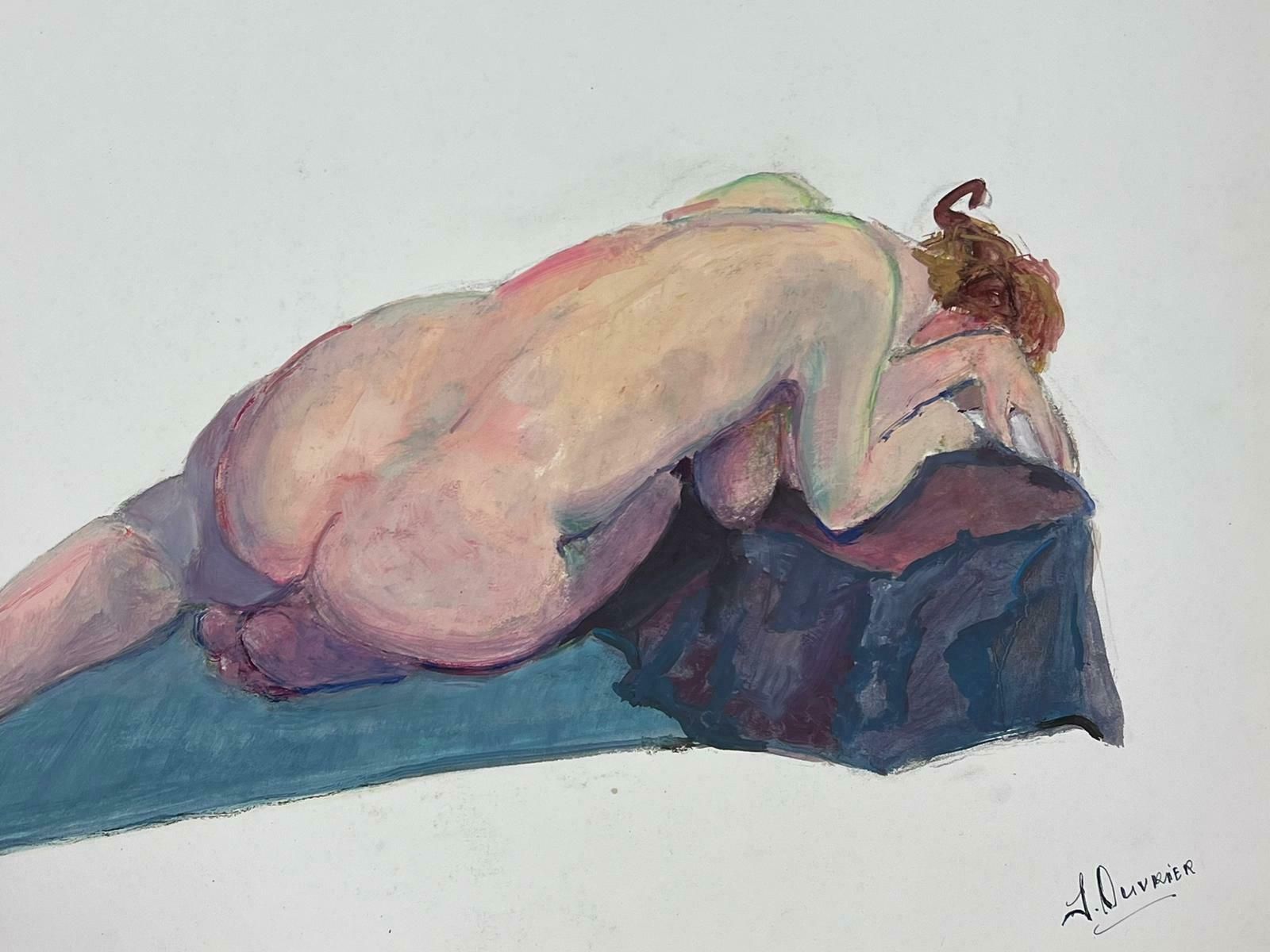 French Modernistlying Nude Lady Model 1970's French Modernist Painting Provence Collection1970's photo furniture