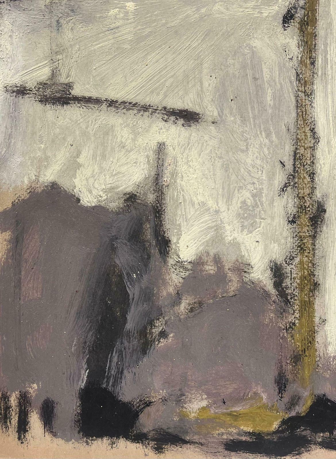 Elisabeth Hahn20th Century German Modernist Oil Painting Gold Crane Over Grey Landscape20th Century photo furniture