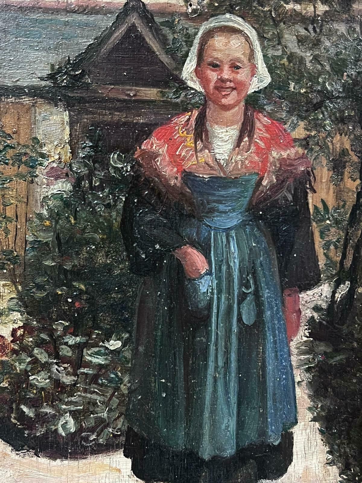 Dutch 19th Century Schoolantique Dutch Impressionist Oil Painting Portrait Of A Country Lady photo vinterior