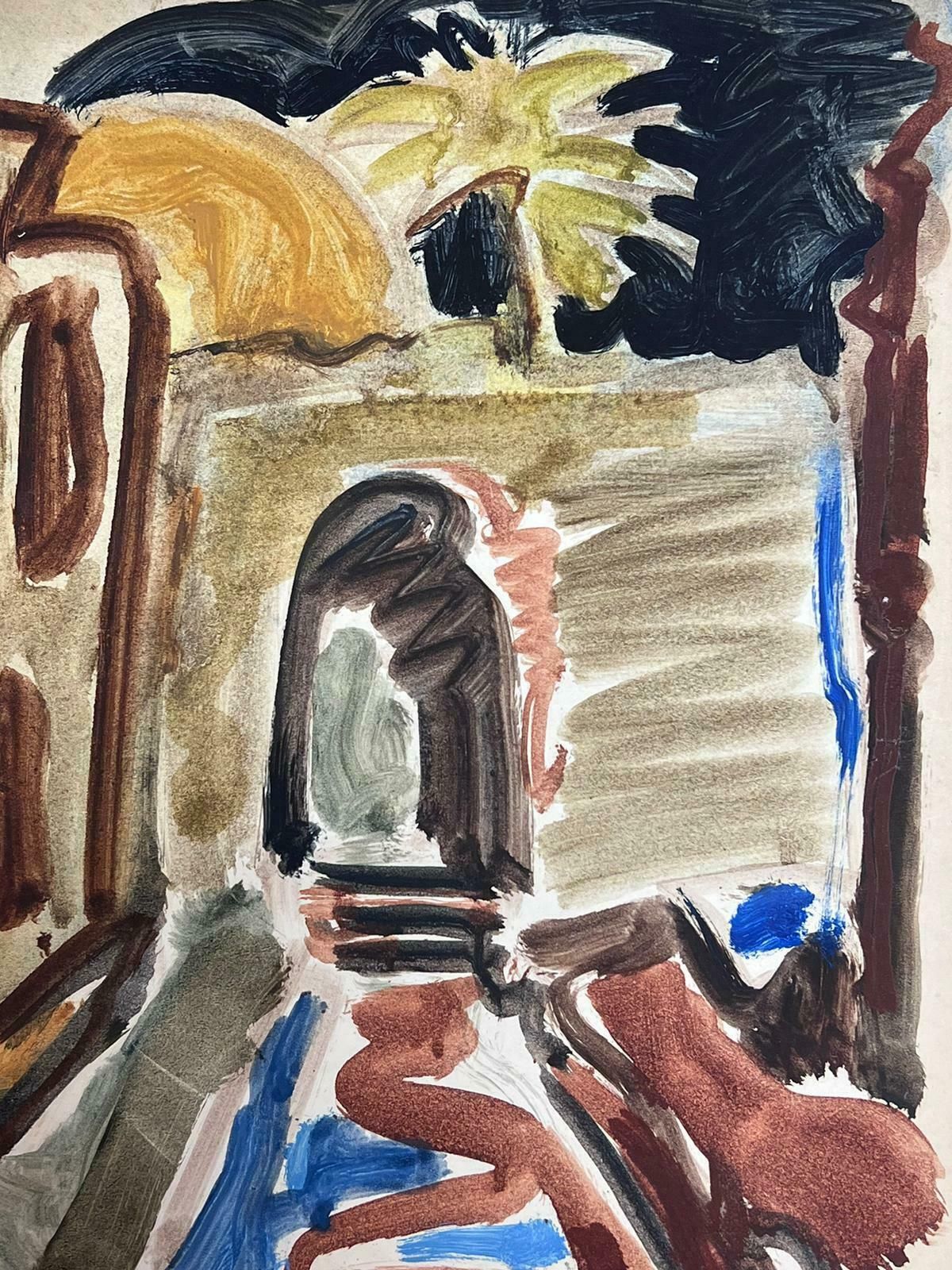 Elisabeth Hahn20th Century German Modernist Oil Painting   Expressionist Town With Palm Tree20th Century photo for sale