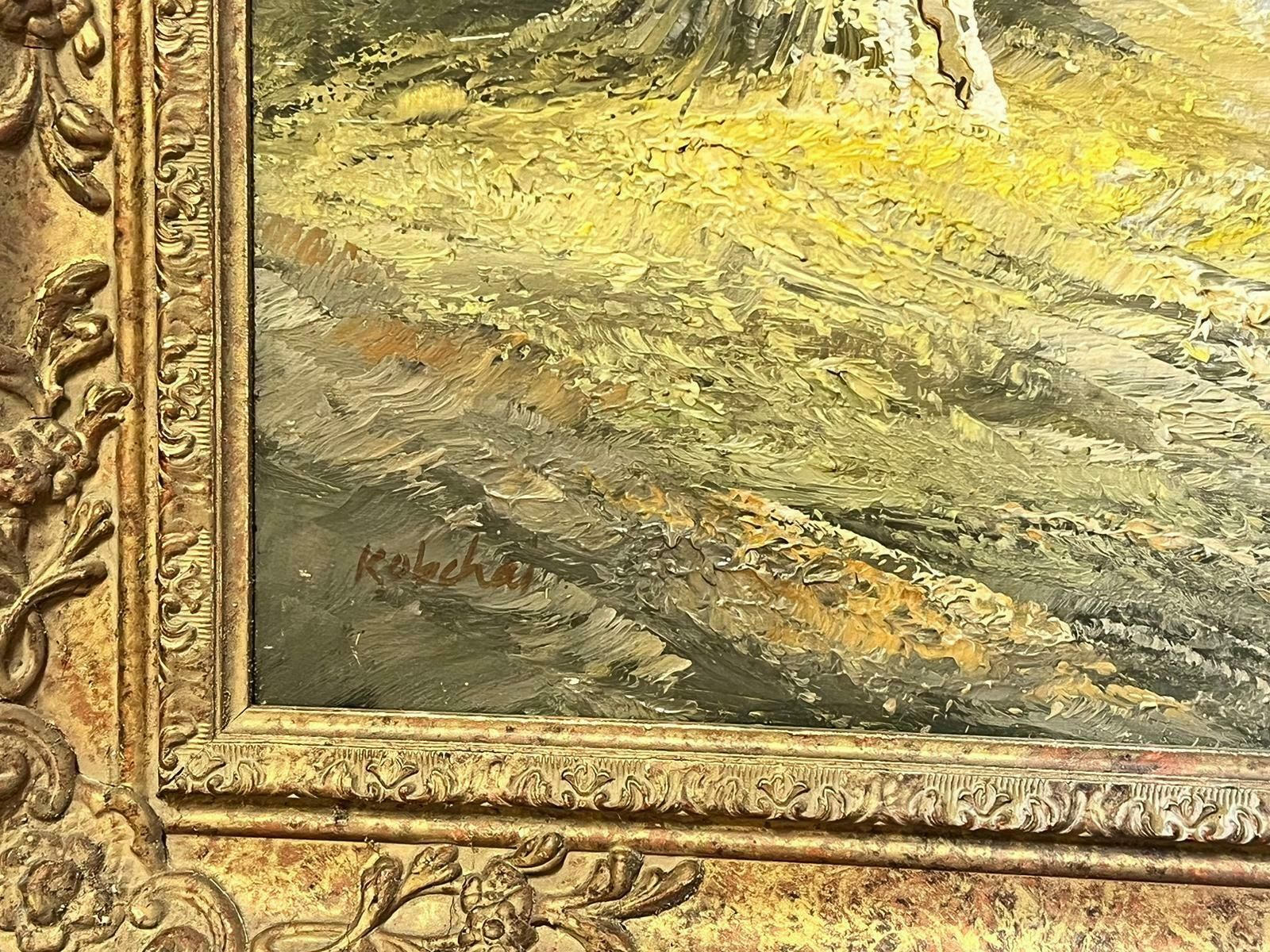 European Artistlarge Traditional Signed Oil Painting Gilt Swept Frame River Woodlands Birds photo buy