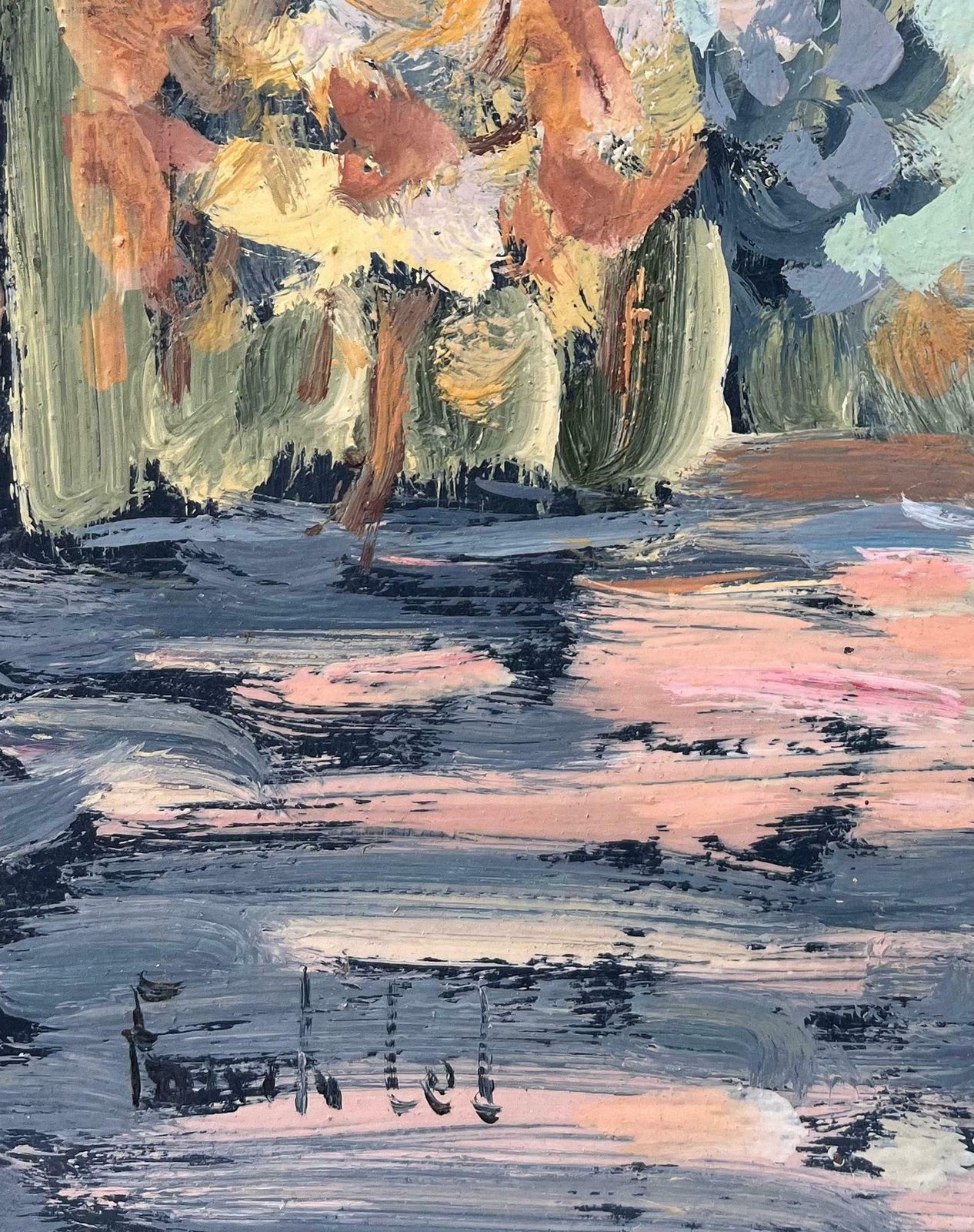 Fanch Lelfrench Impressionist Oil Painting Of A Lady Strolling With Parasol Among Trees1997 photo Art