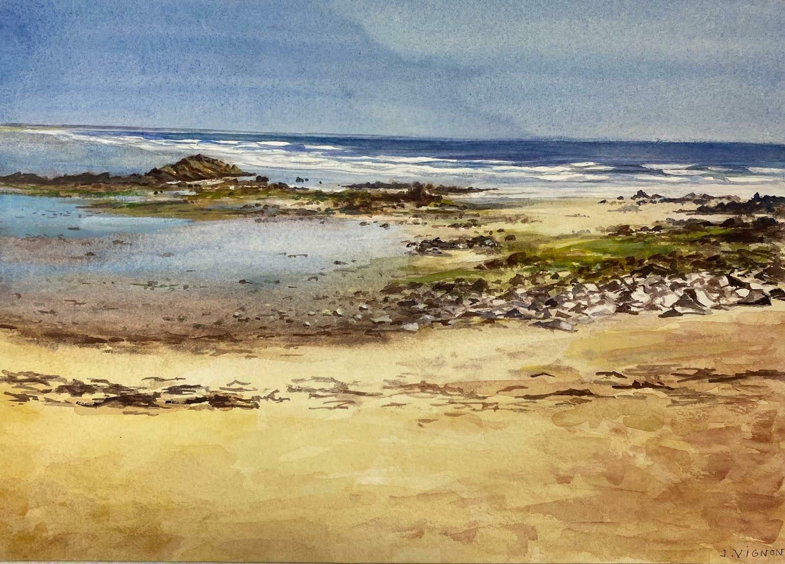 Josine Vignonpost Impressionist French Watercolour Painting The Surroundings Of Carnac Beachc.1991