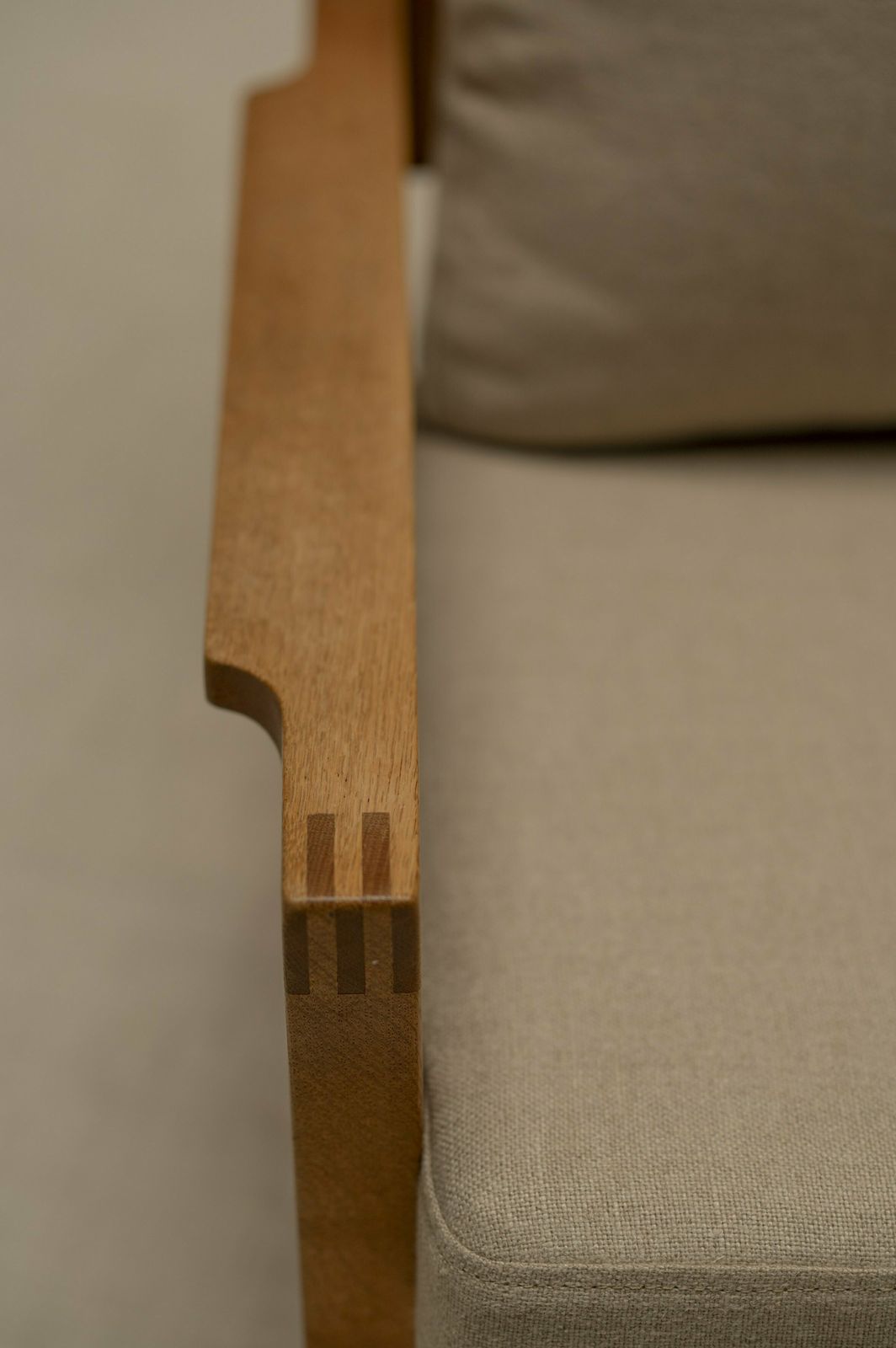 Danish Oak And Linnen Love Chair 1960s photo buy