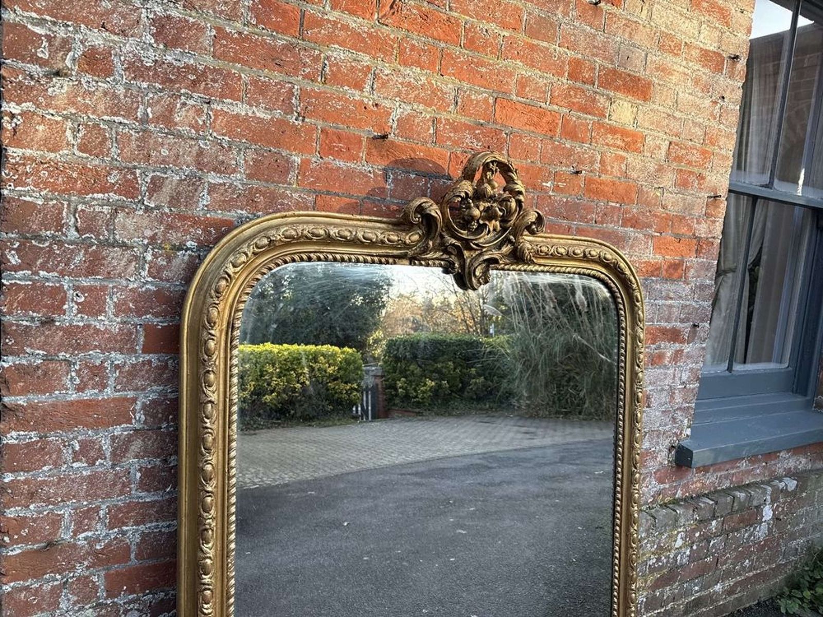A Spectacular Large Antique English 19th C Arched Top Gilt Mirror. photo buy