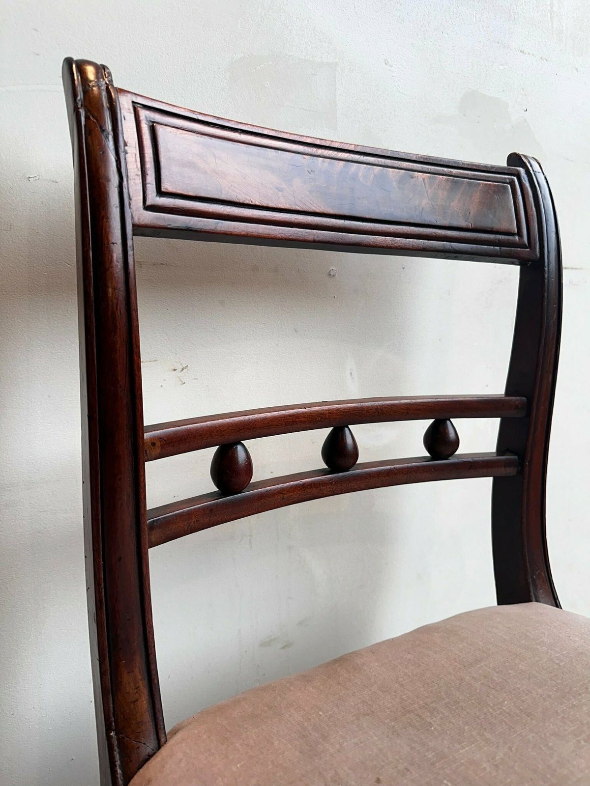 photo furniture 2 Pairs Of Upholstered Regency Dining Chairs C.1850 ( 4 X Pairs Available)