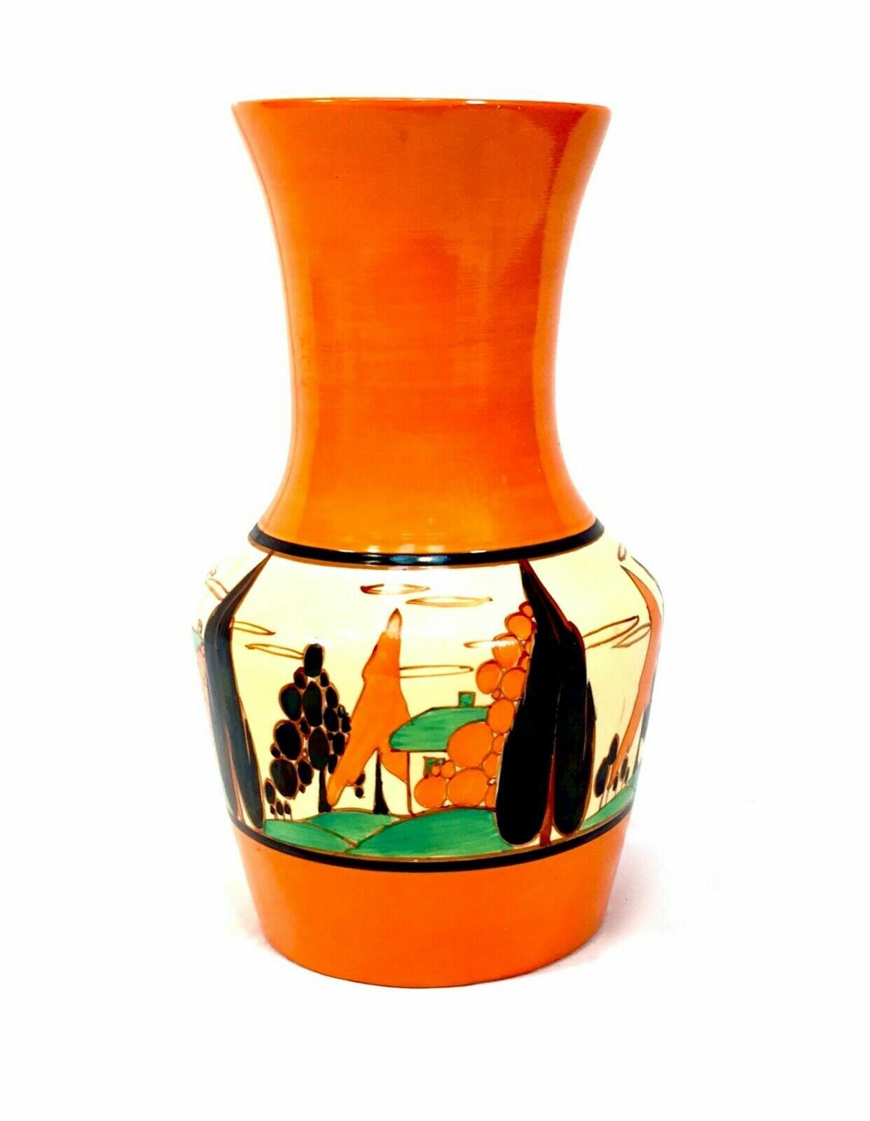 photo furniture Antique Clarice Cliff Orange Trees & House 386 Large Vase Pottery Bizarre C.1931
