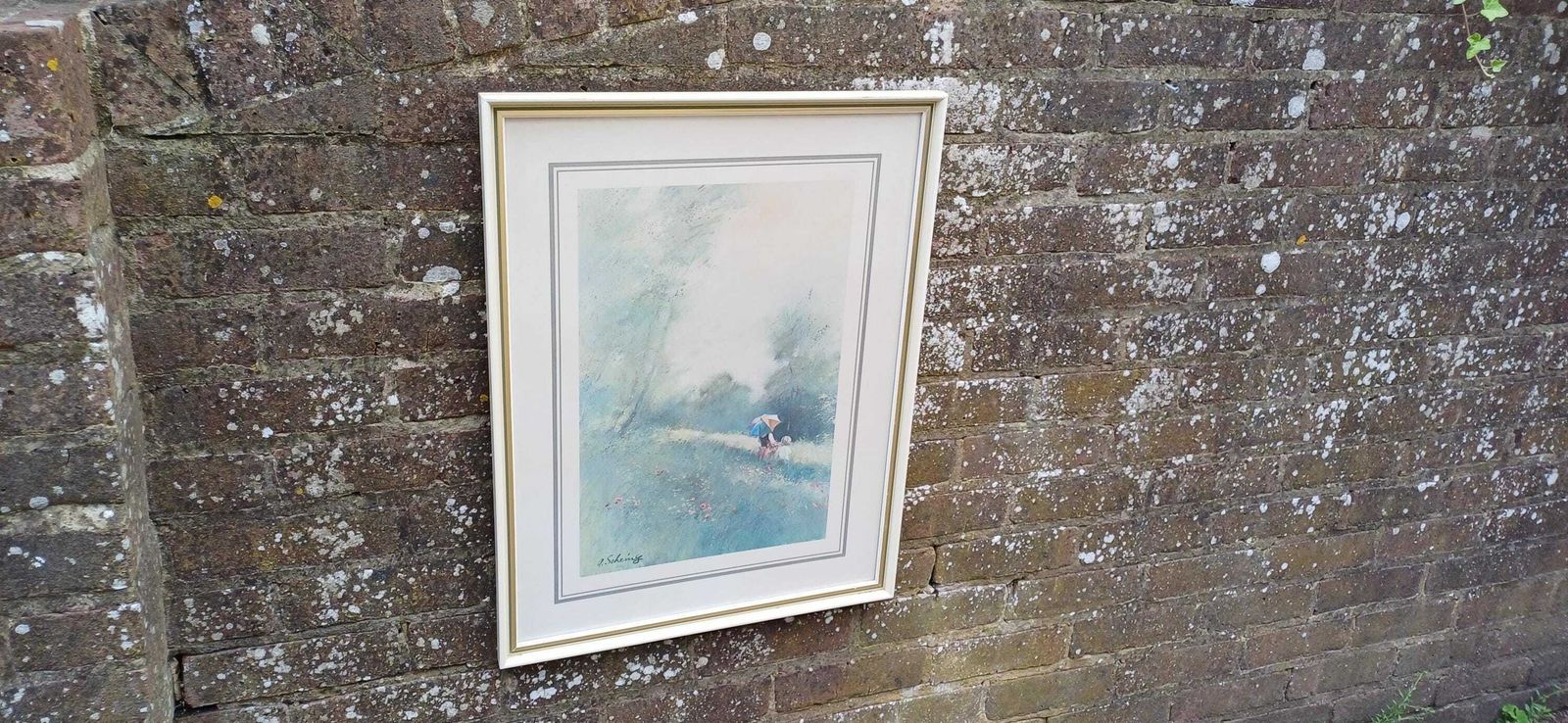 Spring Showers Print By Adolf Sehring, 1980s Print In Gorgeous Vintage Quality Glazed Frame (49.5cm X 60cm) photo furniture