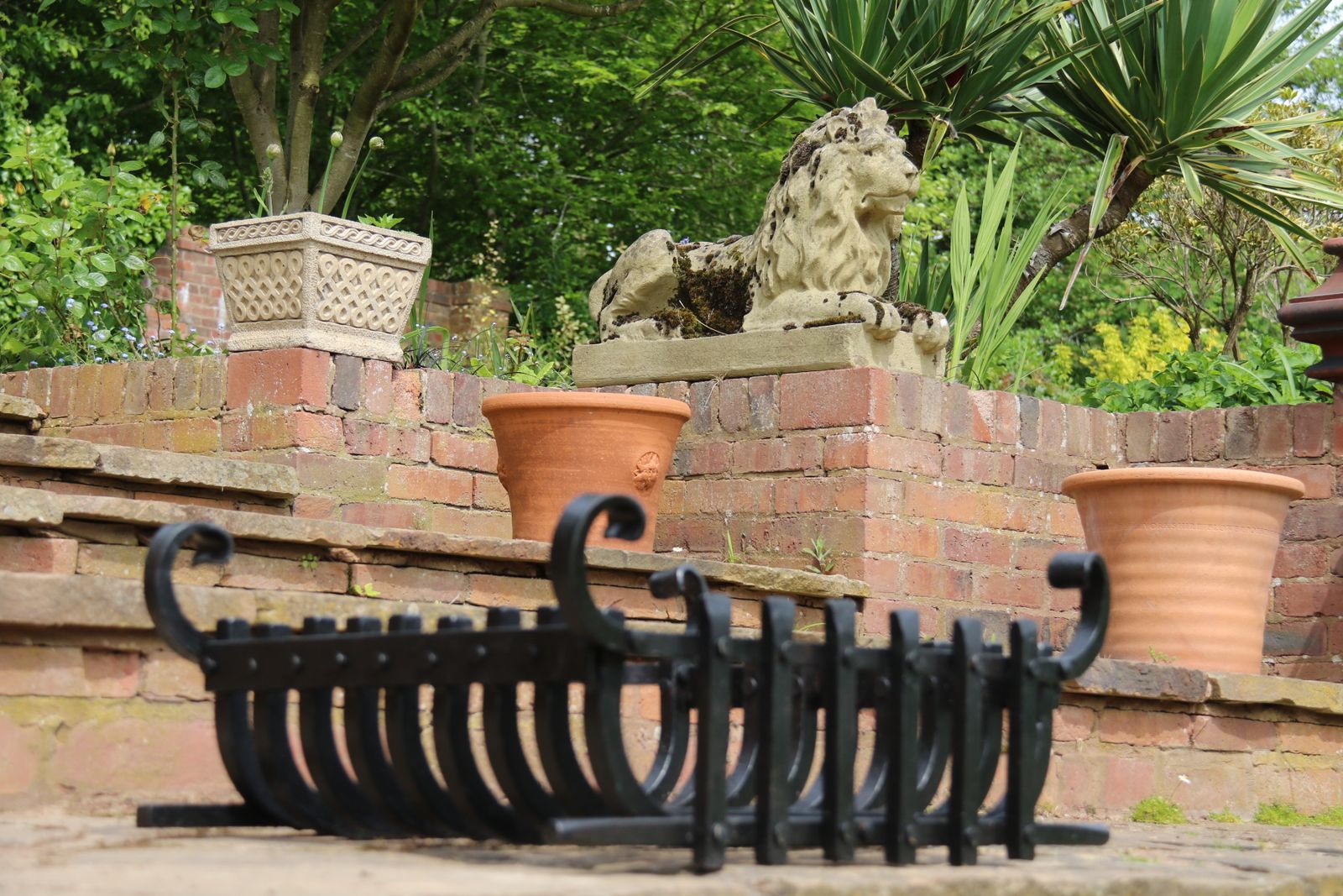 A Wrought Iron Arts And Crafts Fire Basket Of Medieval Style, C 1930 photo vinterior