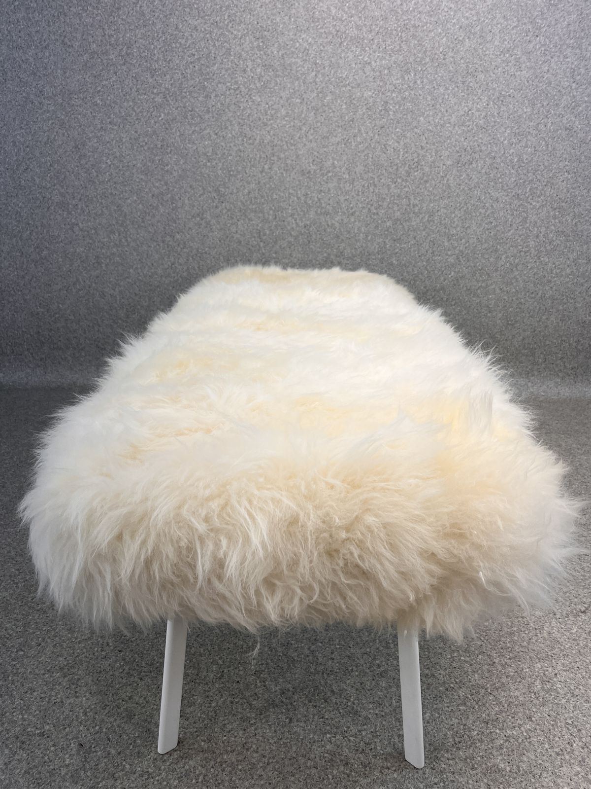 White Yeti Real Sheepskin Fluffy Furry Bench Chair  Bedside photo vinterior