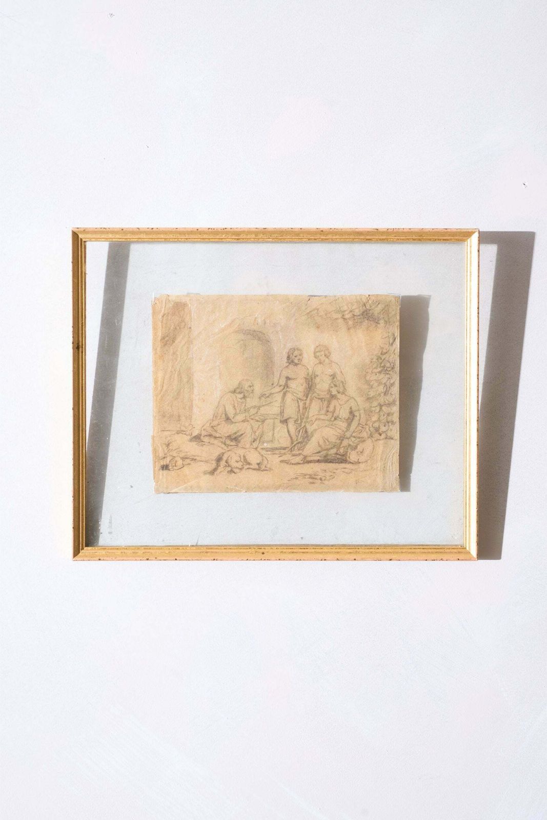 18th Century Sketch Titled   Old Man And His 3 Sons