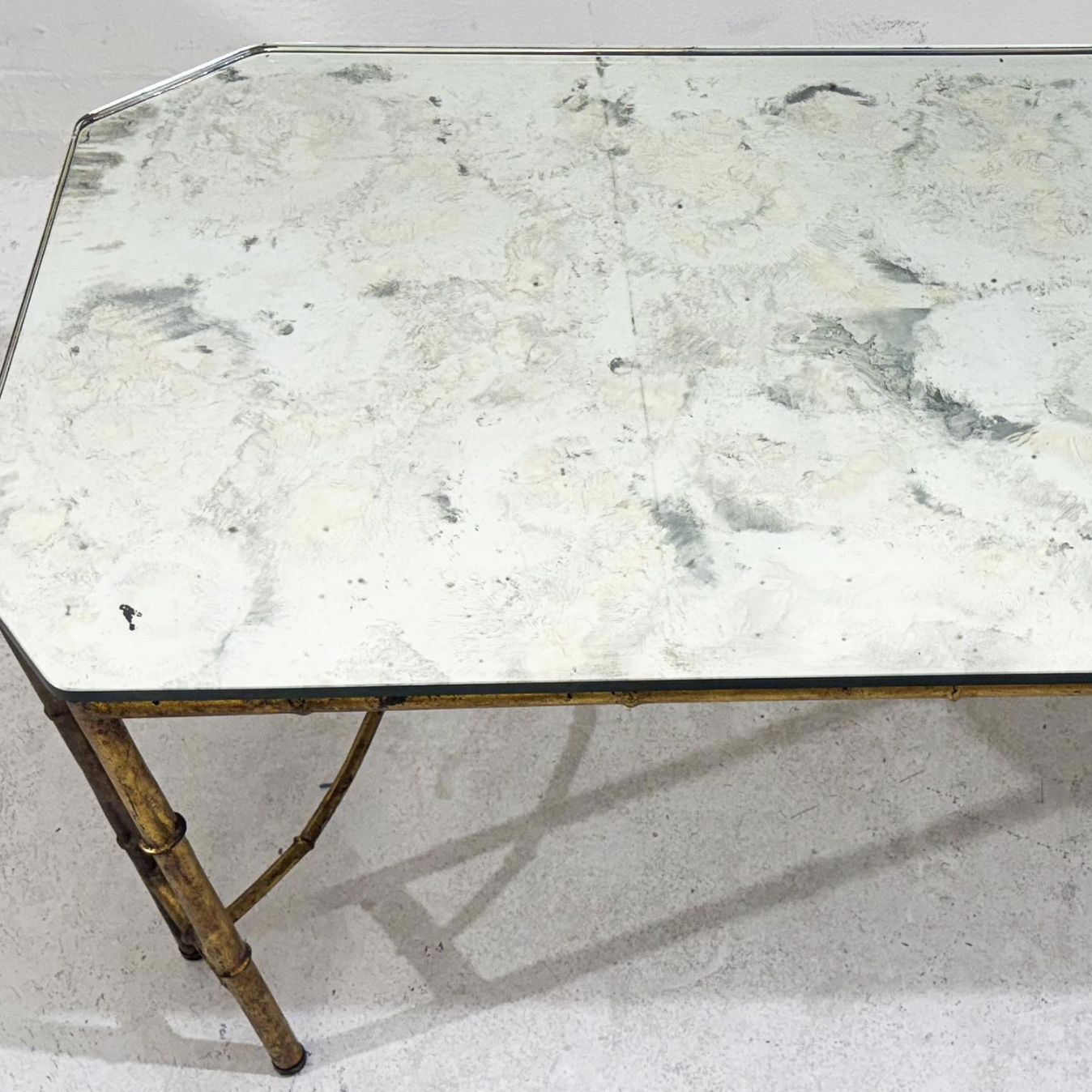 Gold Metal Faux Bamboo Coffee Table With Spacer, In The Style Of Maison Baguès photo furniture