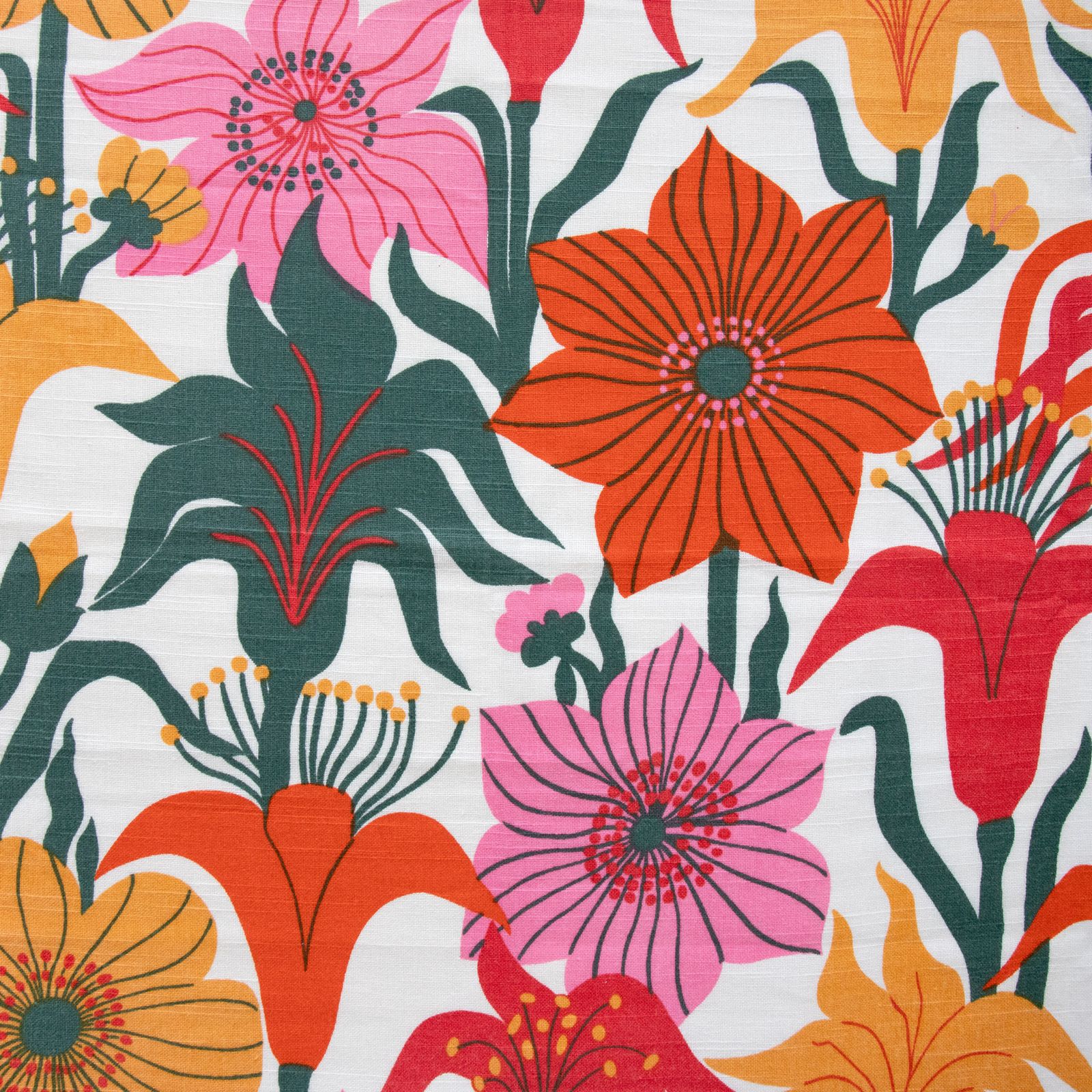 Swedish Art Print Textile With Exotic Floral Design In The Style Of Josef Frank, 1960s