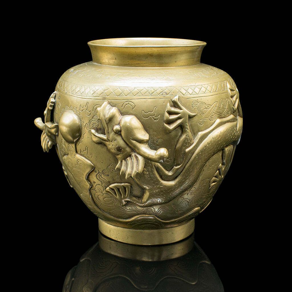 Pair Of Antique Flower Urns, Chinese, Bronze, Decorative Posy Vase, Victorian photo 985.0