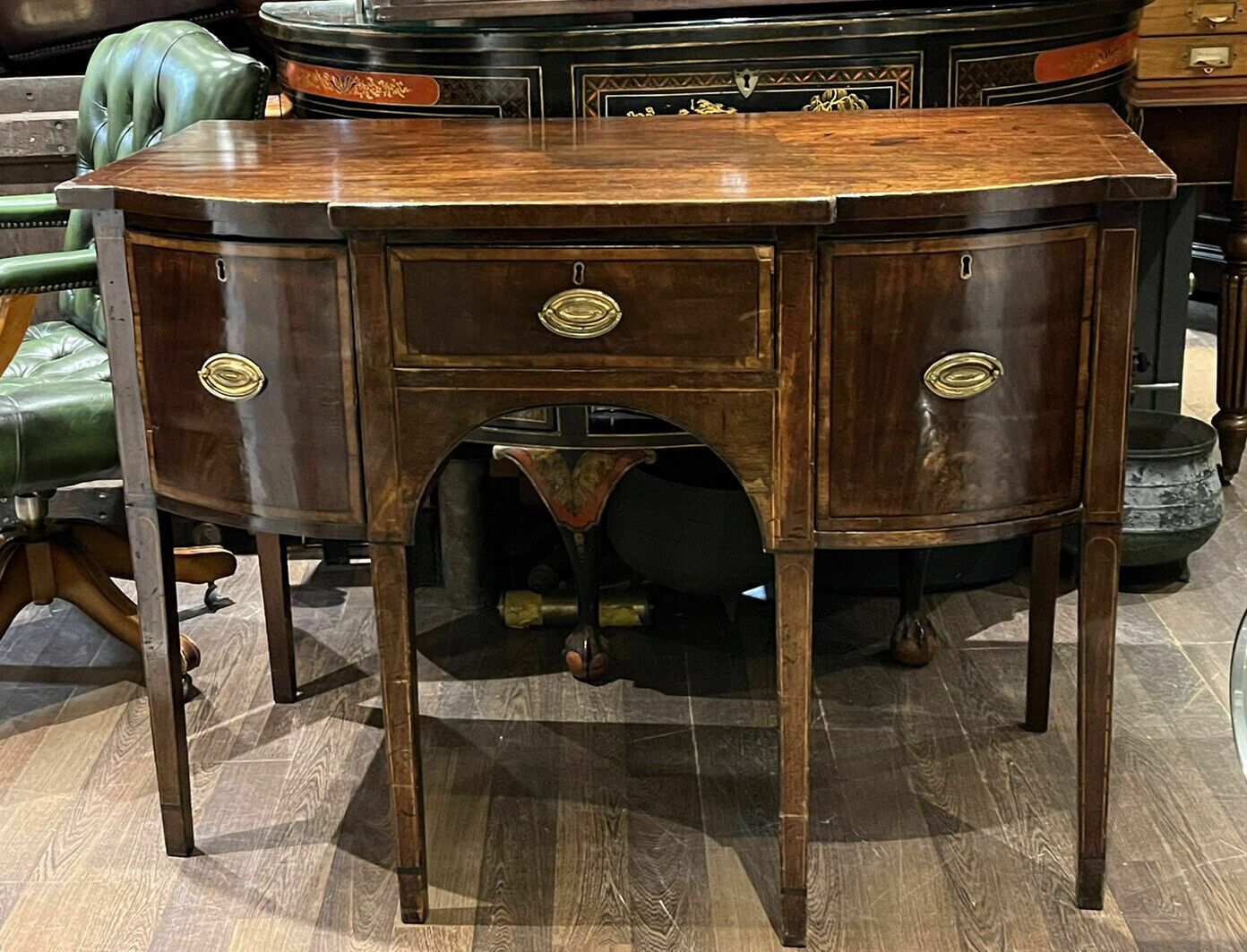 Georgian Inlaid Mahogany Sideboard. Small Proportions. Brass Handles. photo furniture