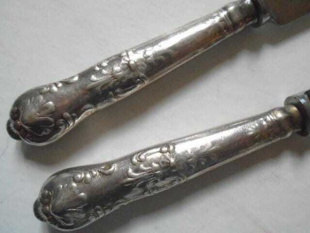 2 Antique Silver Plated Blunt Round Nose Knives, Hollow Butter Knives 10 Inch, Carrington And Co. Ltd, London photo furniture