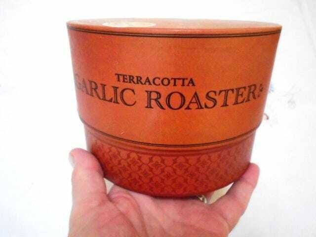 Vintage French Terracotta Garlic Roaster, White Ceramic Garlic Holder And Roaster photo furniture