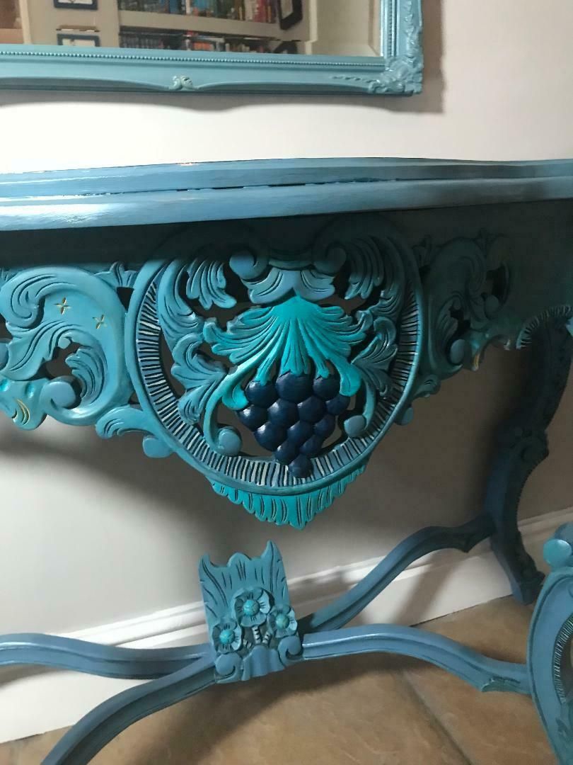 Mid Century Rococo Style Hand Painted Console photo Furniture