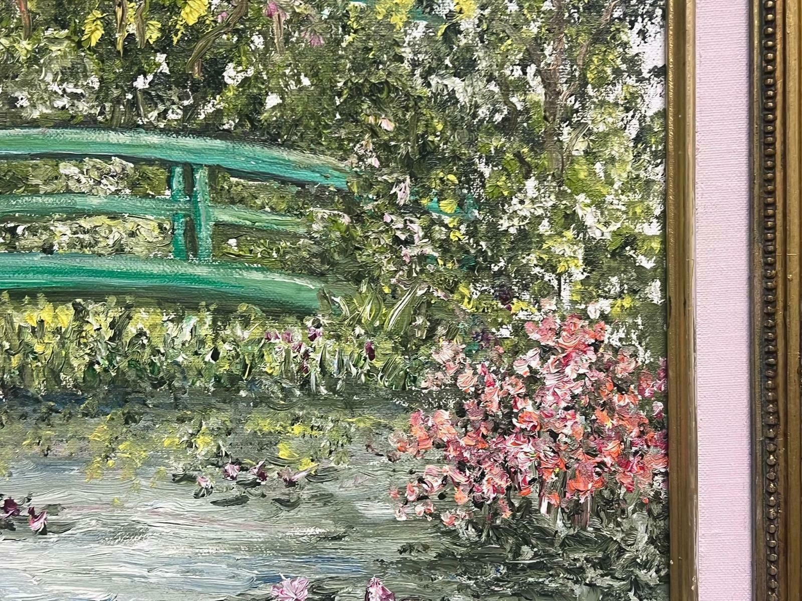 Japanese Bridge Monet's Waterlily Pond Giverny Signed French Impressionist Oil photo vinterior