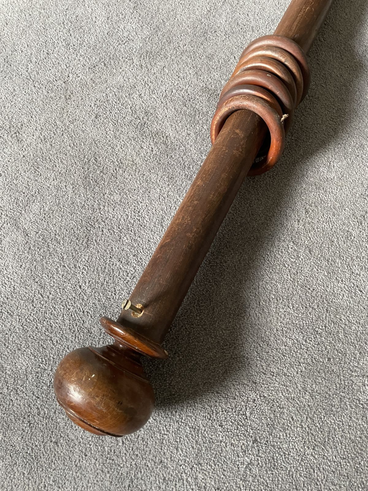 Wooden Curtain Pole (78cm Long X 5cm Diameter) With 2 Finials (9cm Long X 10cm Diameter), 6 Wooden Rings (9cm Diameter) And Pair Of Brass Bracket photo furniture