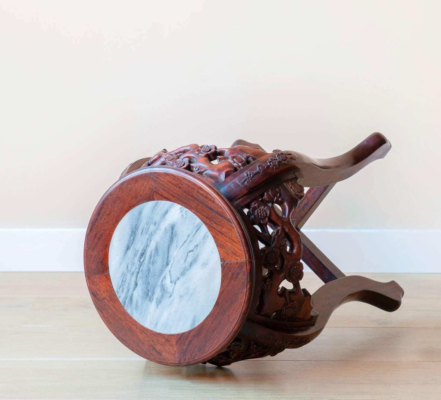 photo furniture Rosewood Table With Marble Top, Round Asian Side Table, Hand Carved Ornate Wooden Table, Antique Plant Stand, Georgian Coffee Table