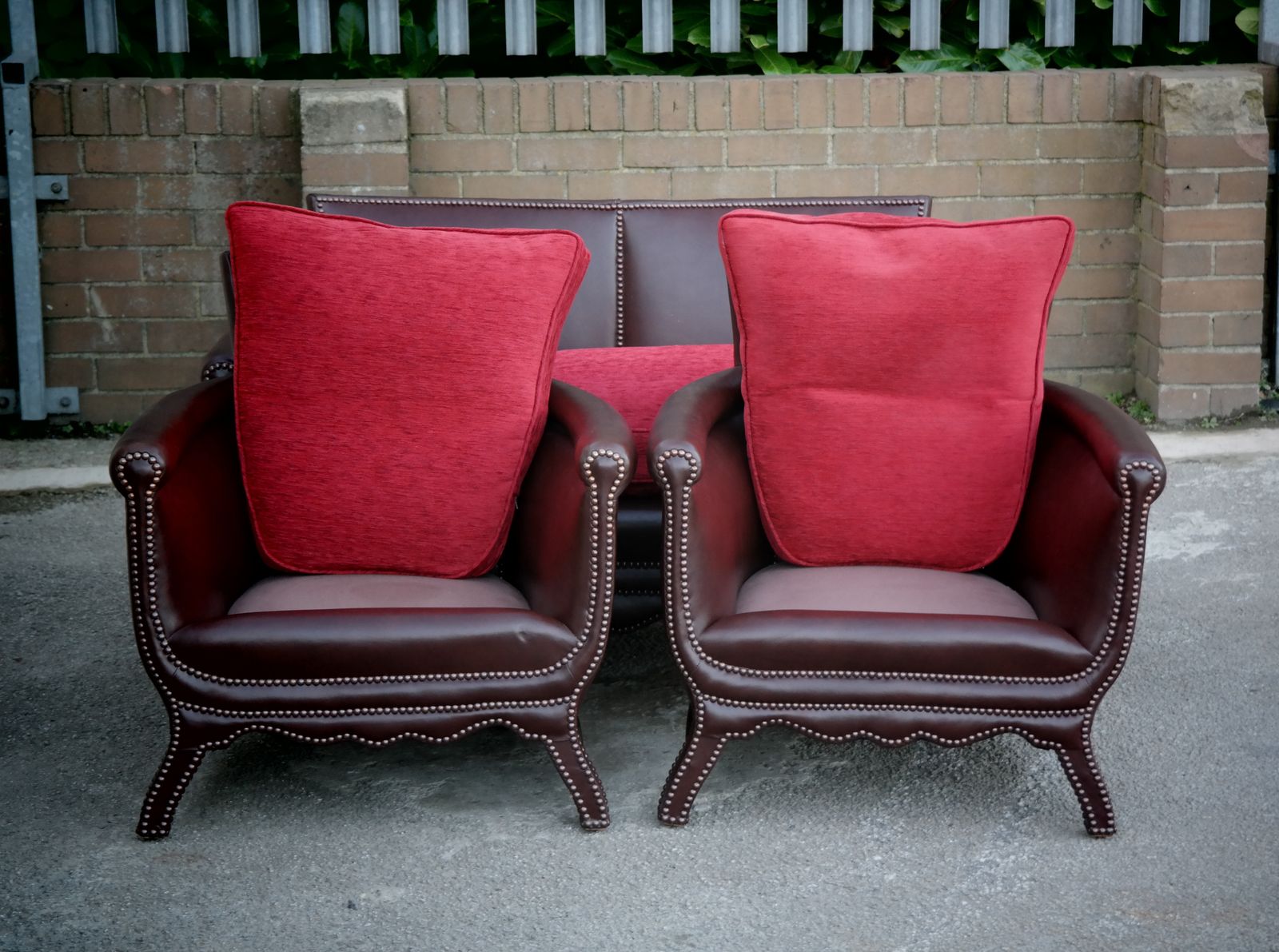 Furniture Otto Schultz Boet Leather Cigar Club Sofa Set 2 Seater 2 Armchairs Brown photo