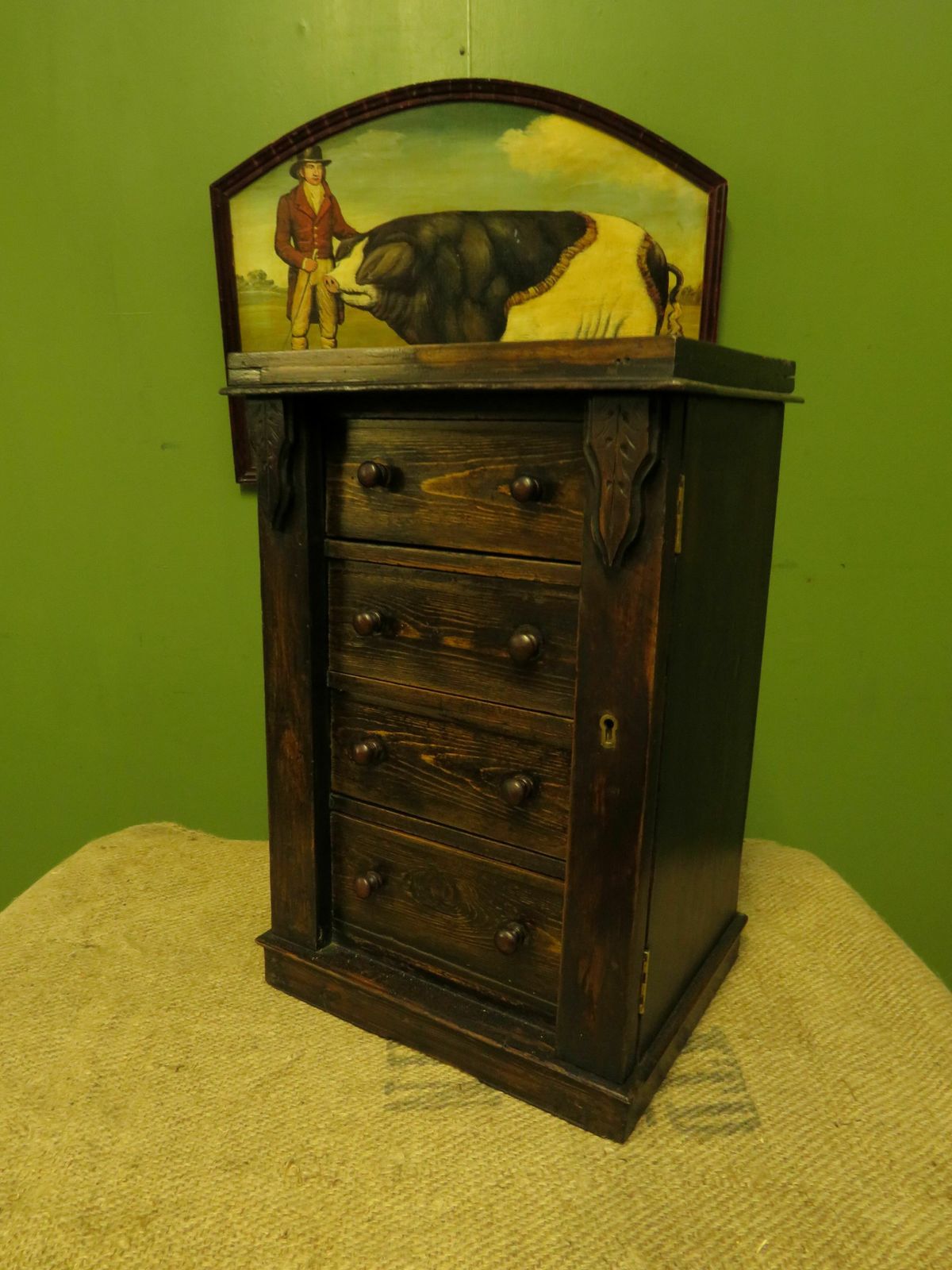 photo vintage Antique Miniature Apprentice Piece Wellington Chest