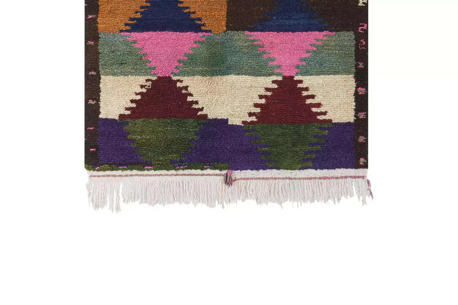 1960s Vintage Organic Wool Turkish Tulu Rug 3'9" X 4'7" photo Textiles