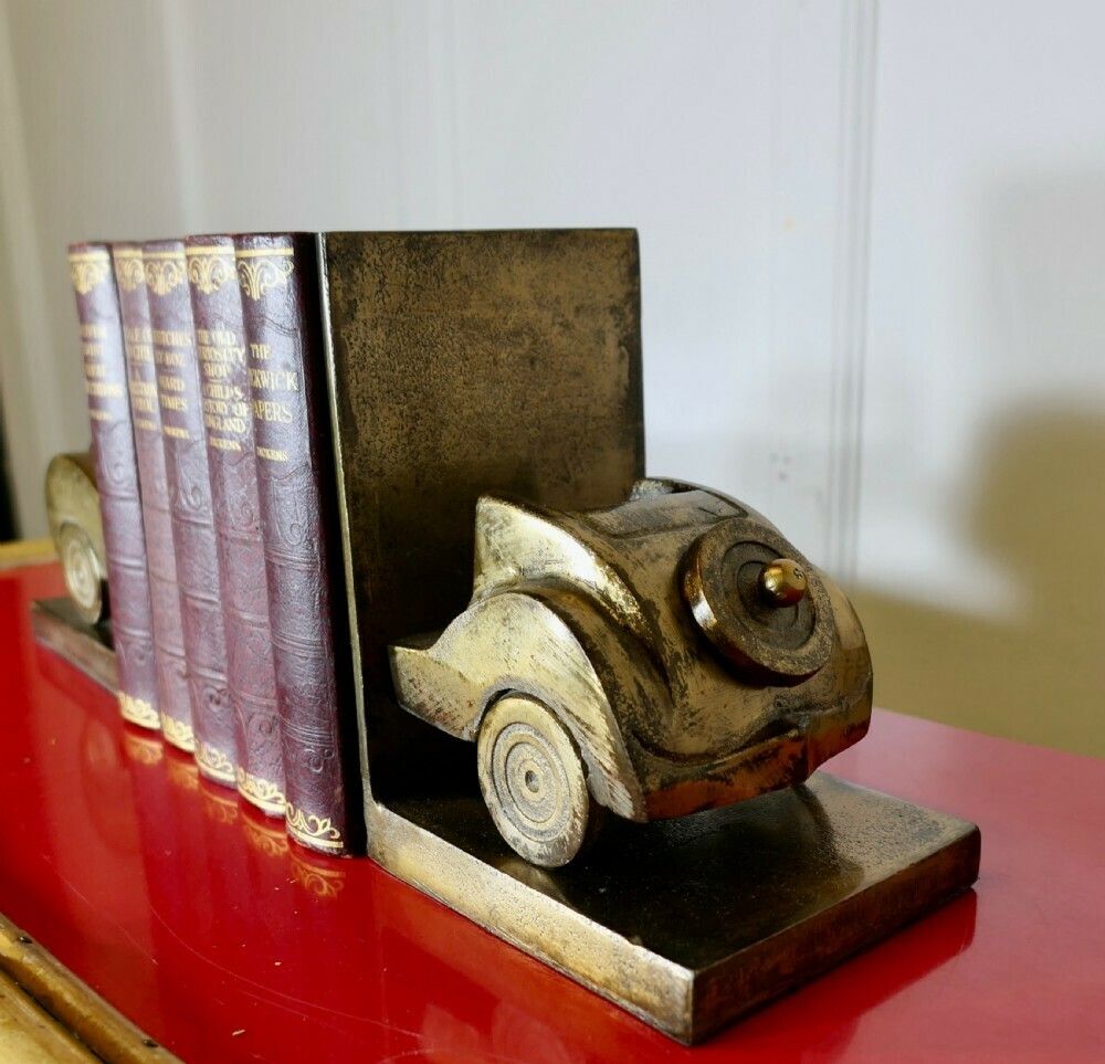 Brass Desk Top Bookends In The Shape Of A Vintage Car photo furniture