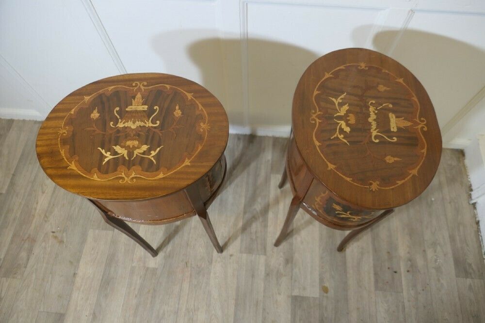 A Pair Of French Oval Side Tables Or Bedside Cabinets photo for sale