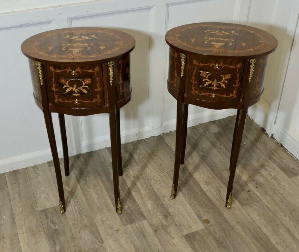 A Pair Of French Oval Side Tables Or Bedside Cabinets photo 1056.0