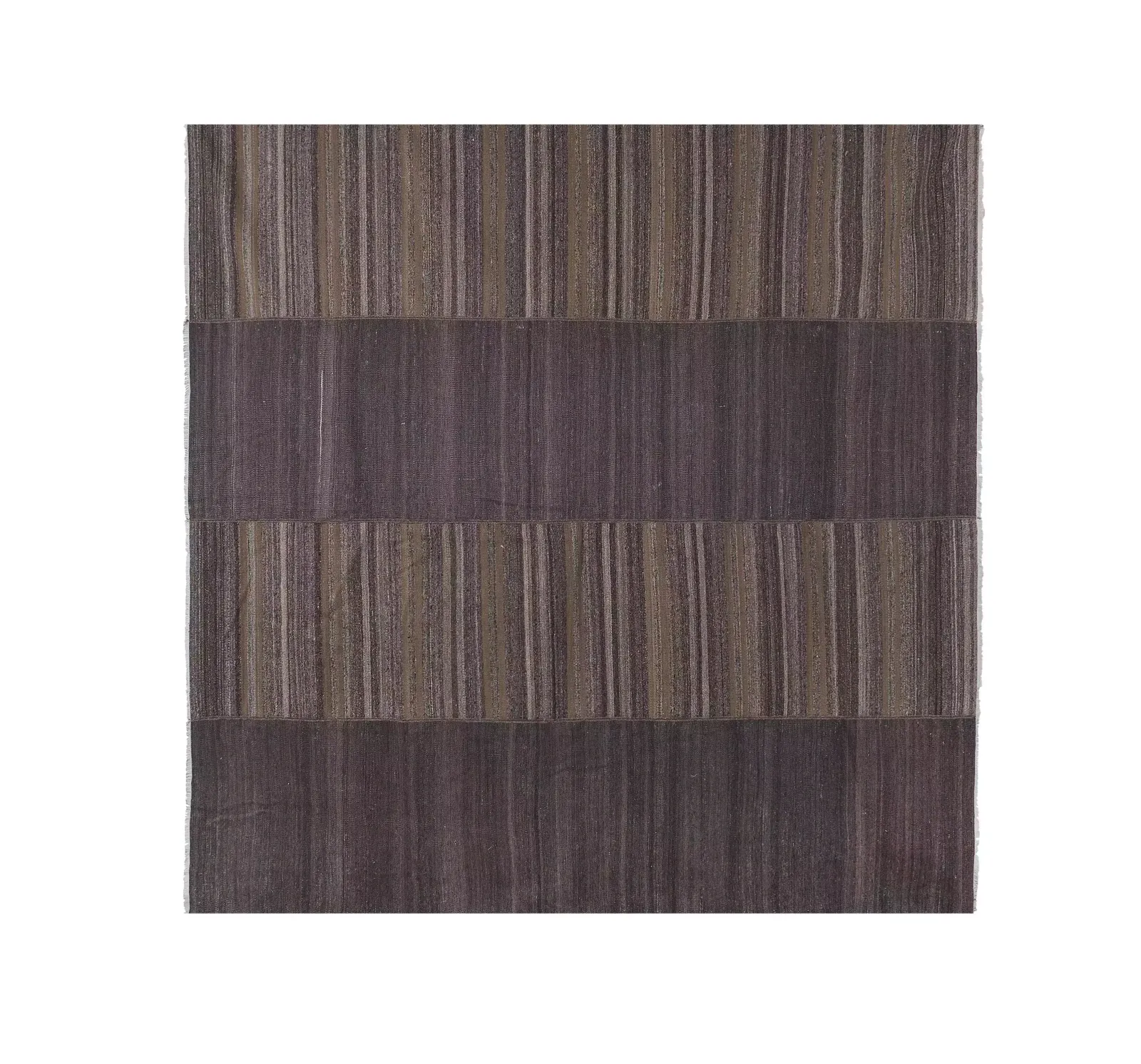1960s Oversize Bohemian Striped Wool Kilim Rug 9'5'' X 9'7'' photo for sale