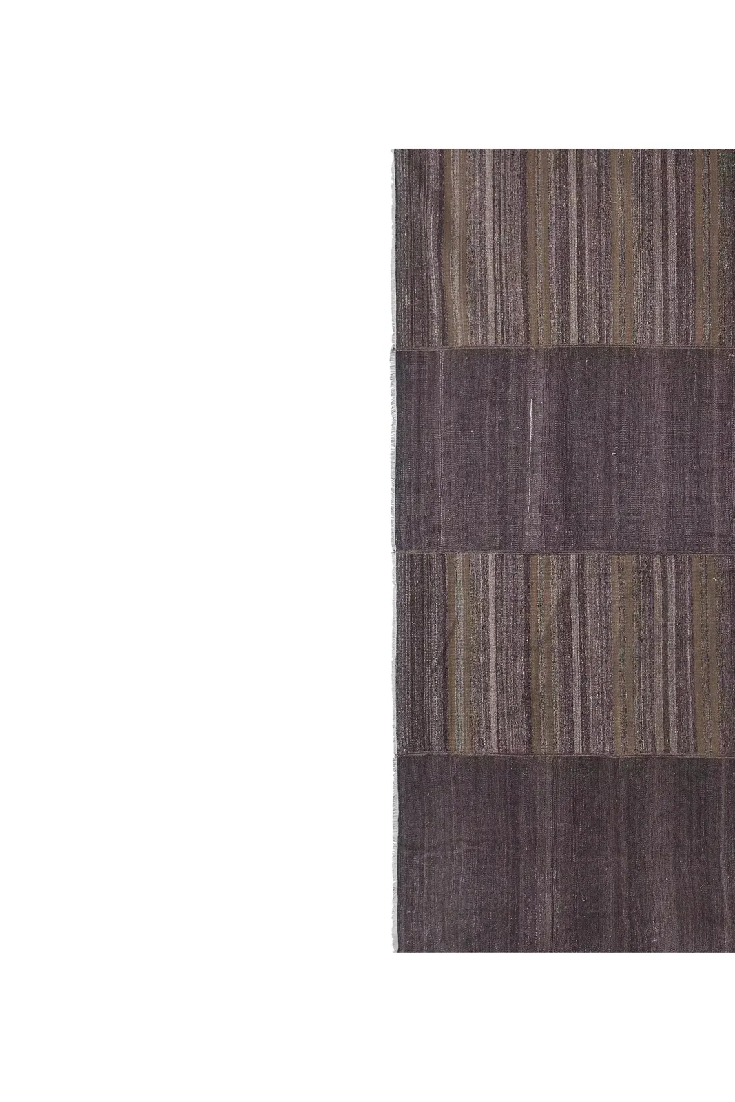 Textiles 1960s Oversize Bohemian Striped Wool Kilim Rug 9'5'' X 9'7'' photo