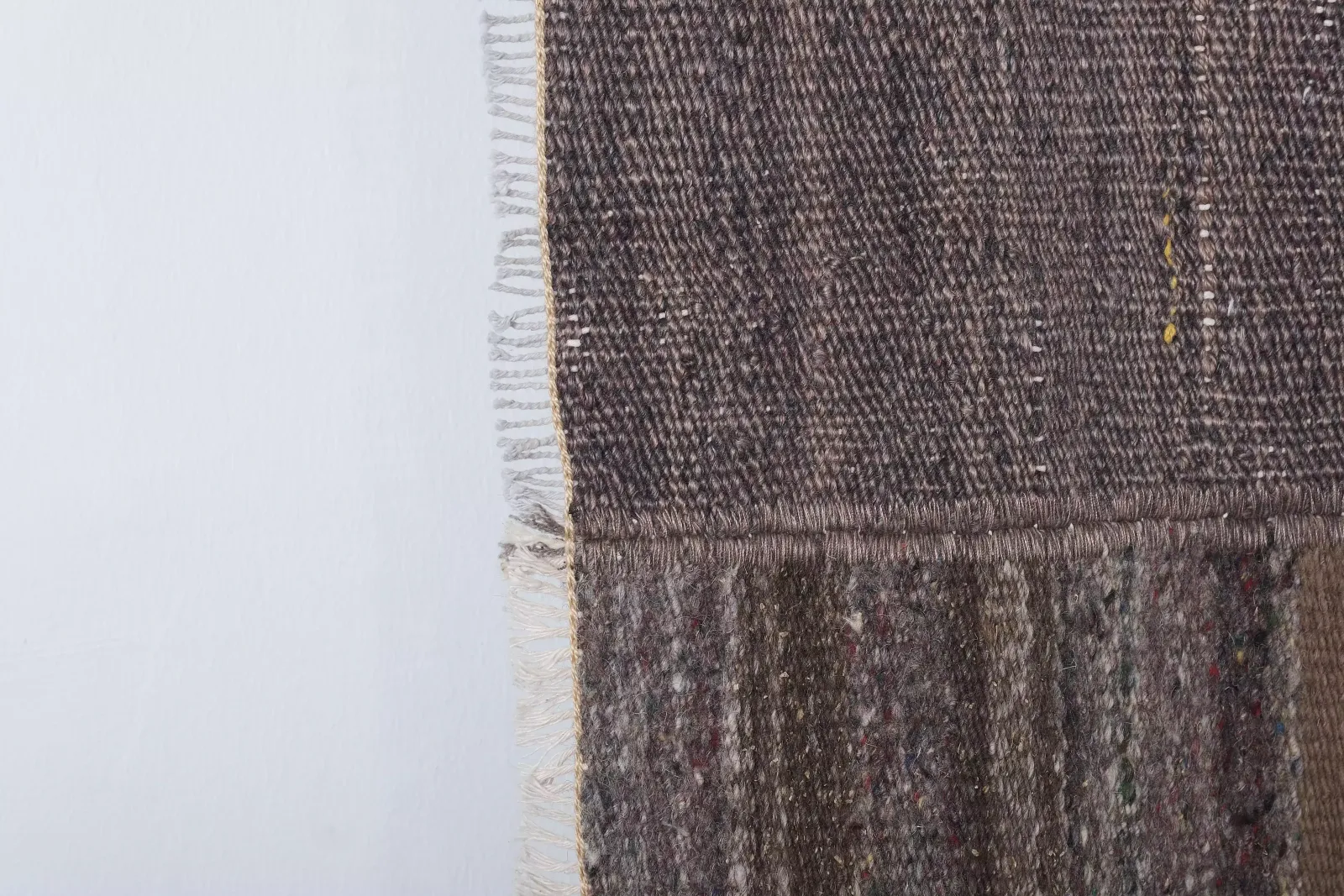 1950.0 1960s Oversize Bohemian Striped Wool Kilim Rug 9'5'' X 9'7'' photo