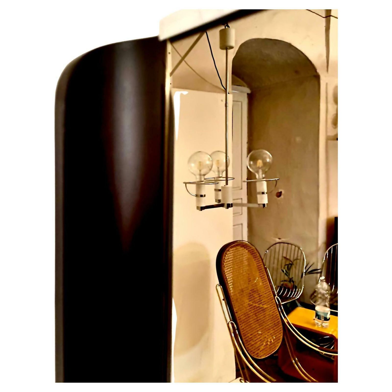 Midcentury Modern Barber Shop Wall Mirror, Italy 1970 photo vinterior