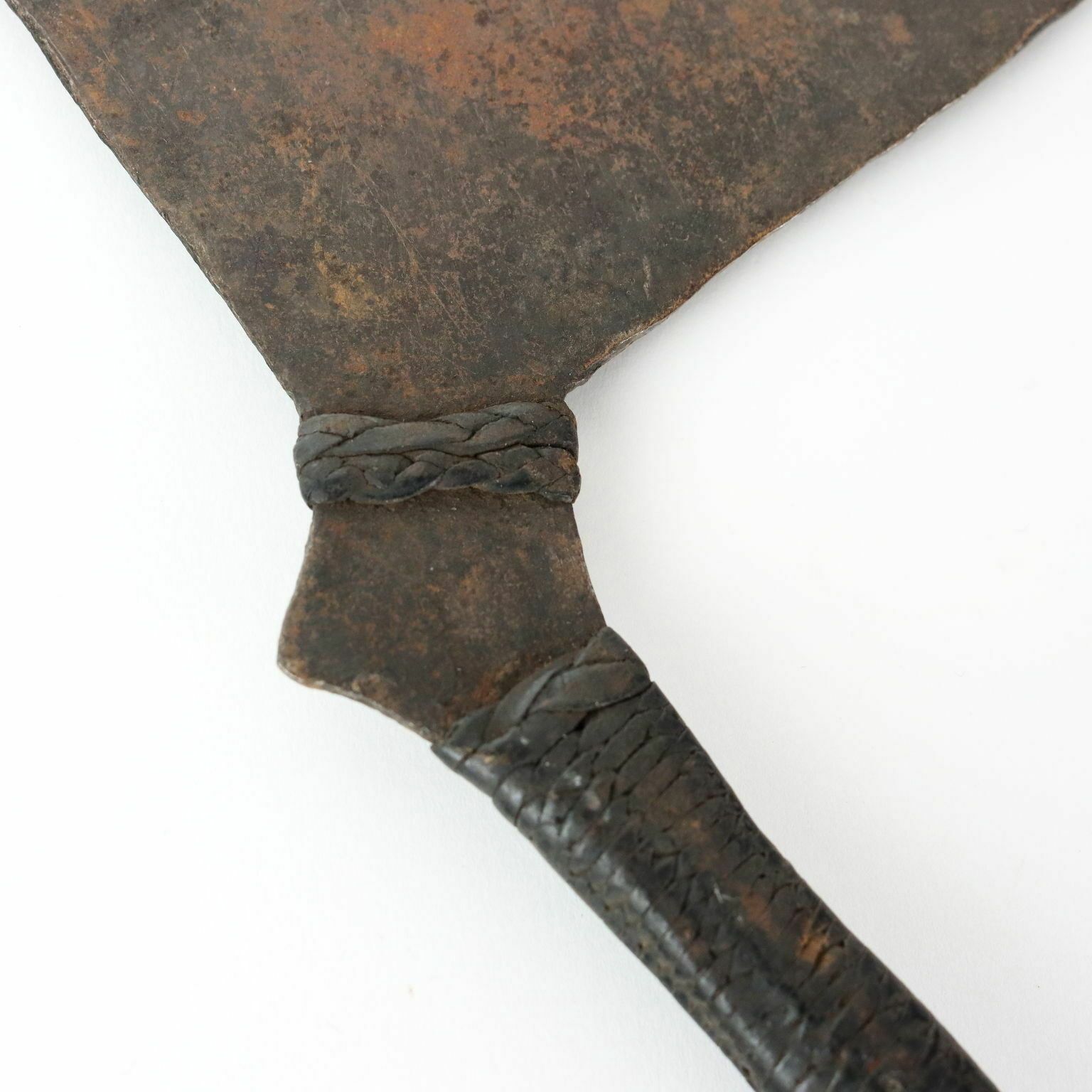 Antique Manzhi Dance Ceremonial Axe Iron Leather Africa XX Century photo vintage