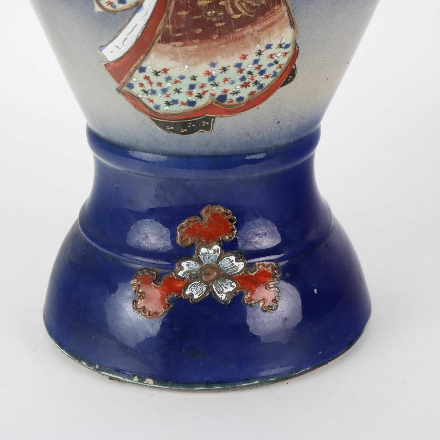 Antique Vase Ceramic Flower Decorations Japan Early XX Century photo 320.0