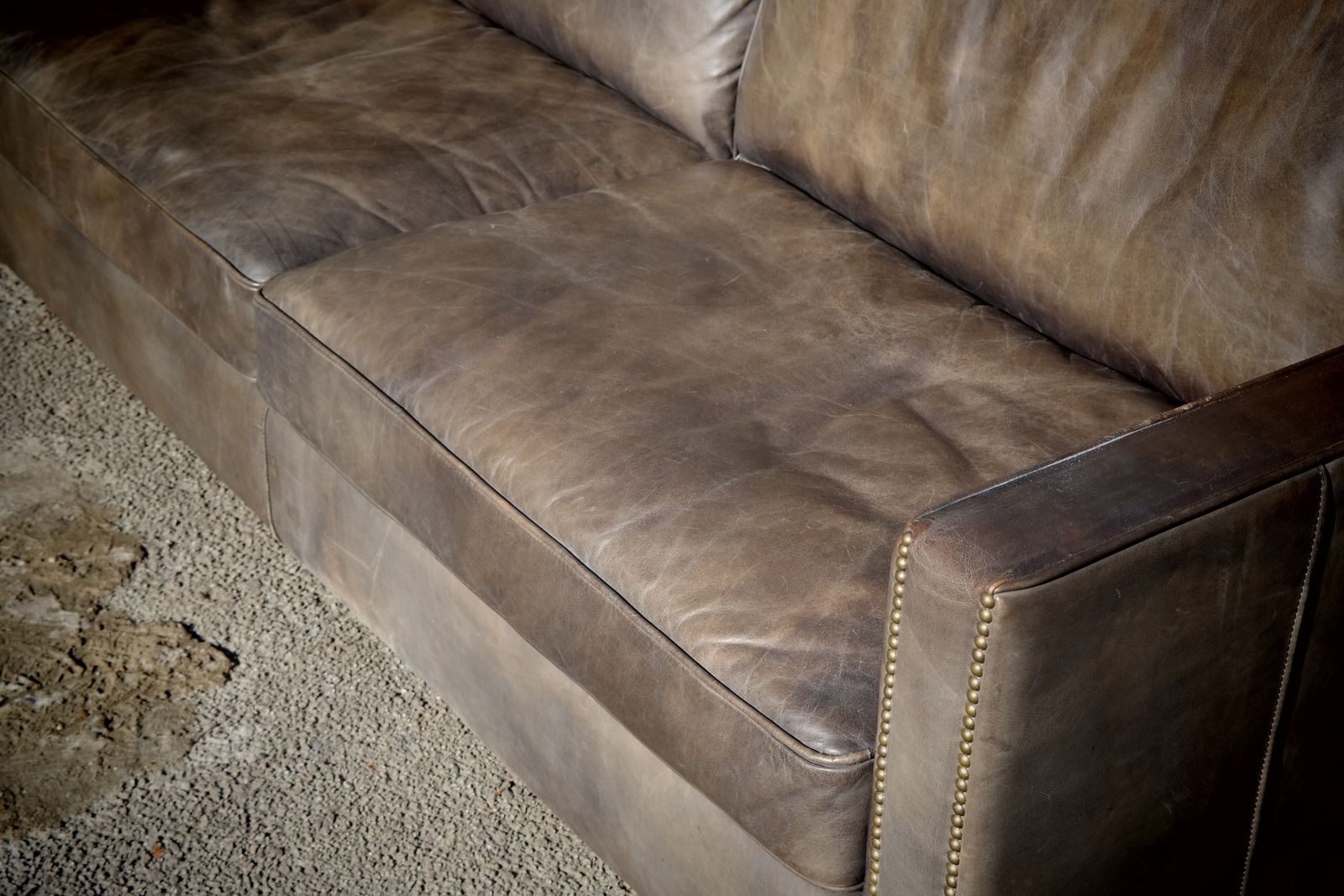 Super Timothy Oulton Viscount Williams 3/4 Seater Leather Sofa Destroyed Black photo buy