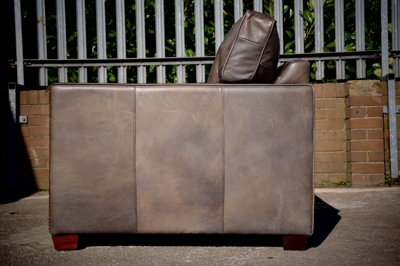 photo for sale Super Timothy Oulton Viscount Williams 3/4 Seater Leather Sofa Destroyed Black