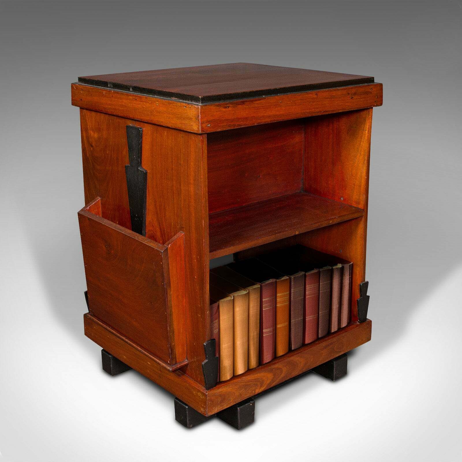 photo furniture Vintage Rotary Bookcase, English, Rotating Book Shelf, Folio Stand, Art Deco