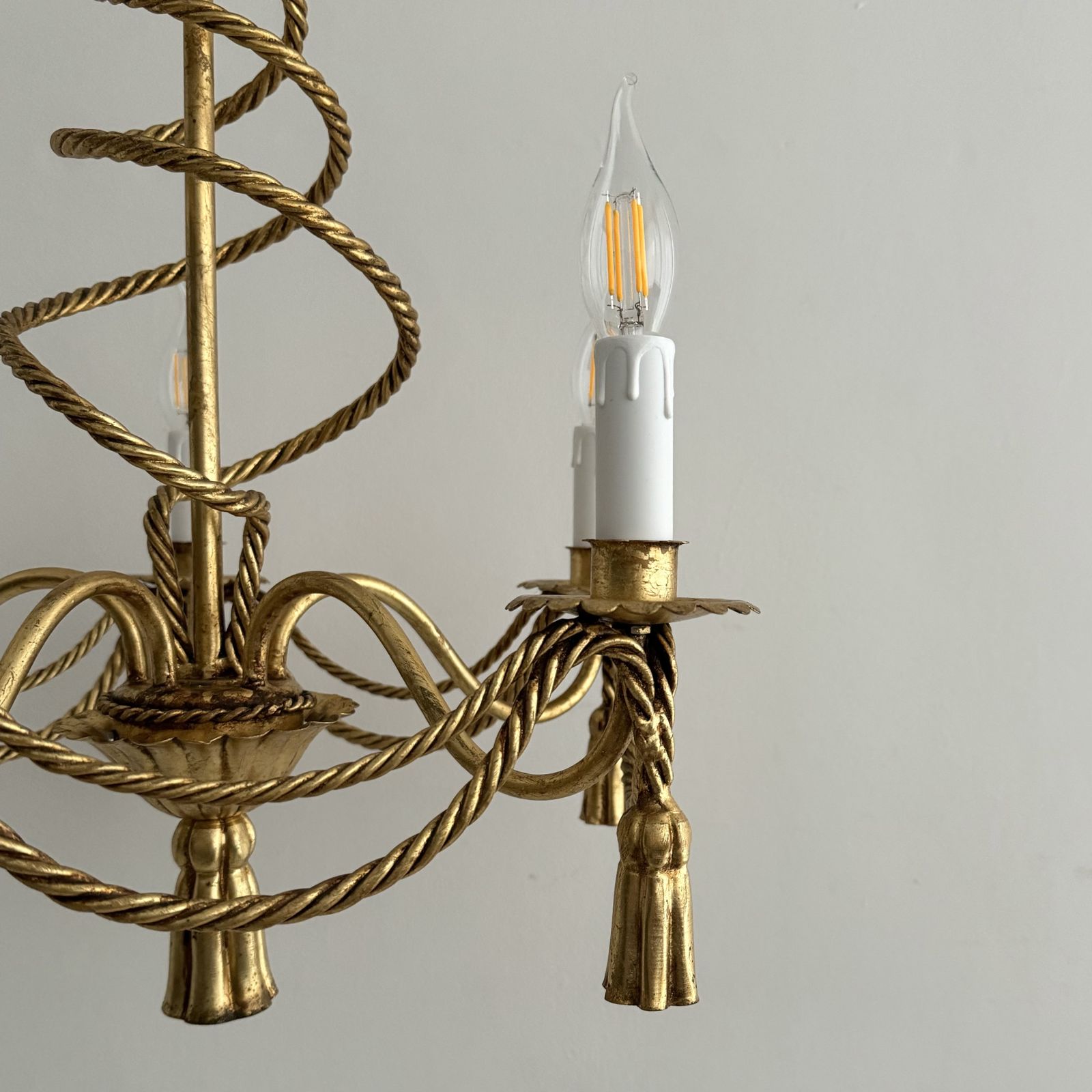 A Vintage Italian Gilt Rope And Tassel Chandelier photo buy