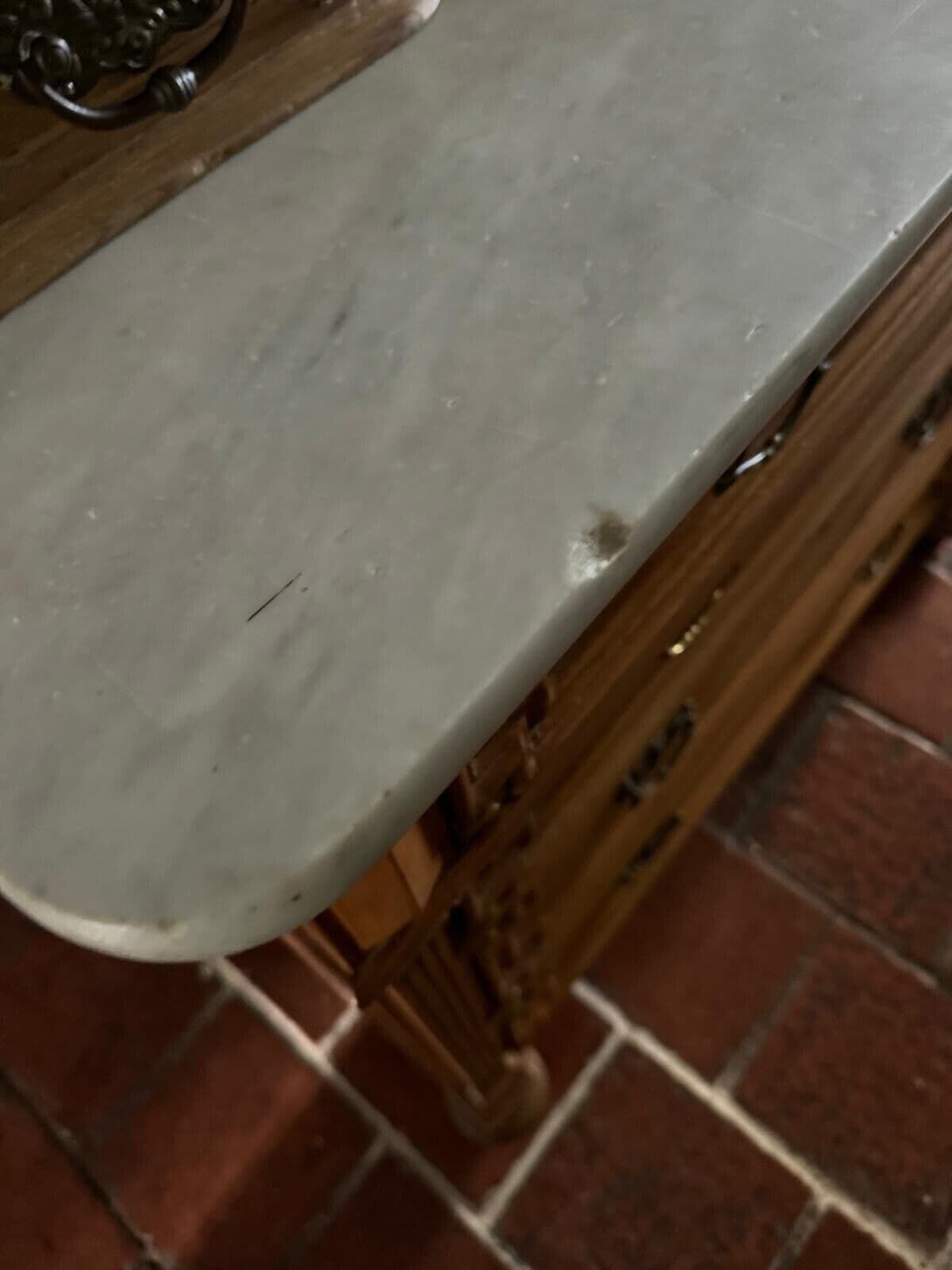 Antique Solid Pine French Style Marble Top Dresser Washstand Chest Of Drawers photo vinterior