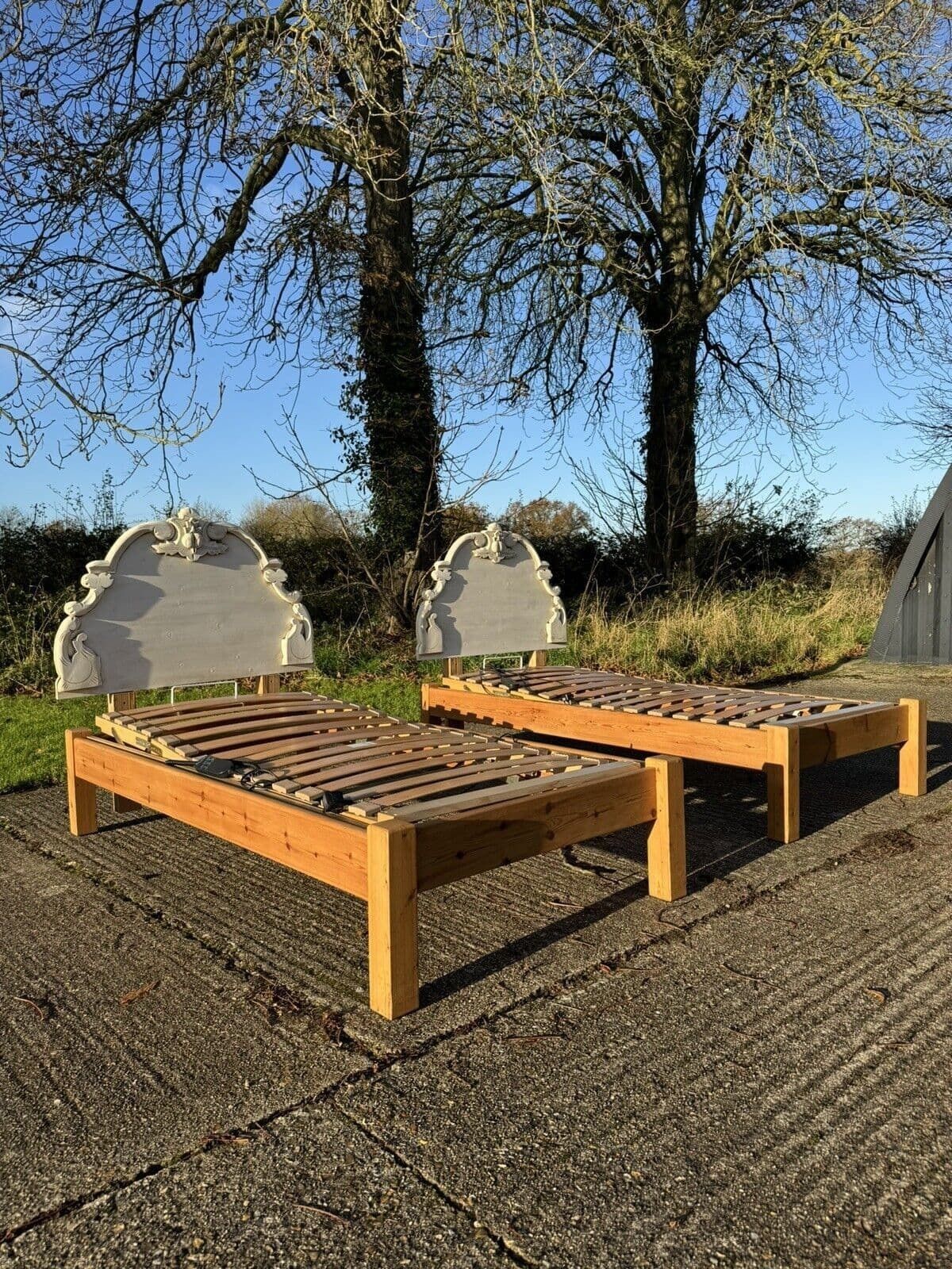 Pair Of Solid Pine Single Beds   ( Electronically ) Operated Bed Base photo furniture