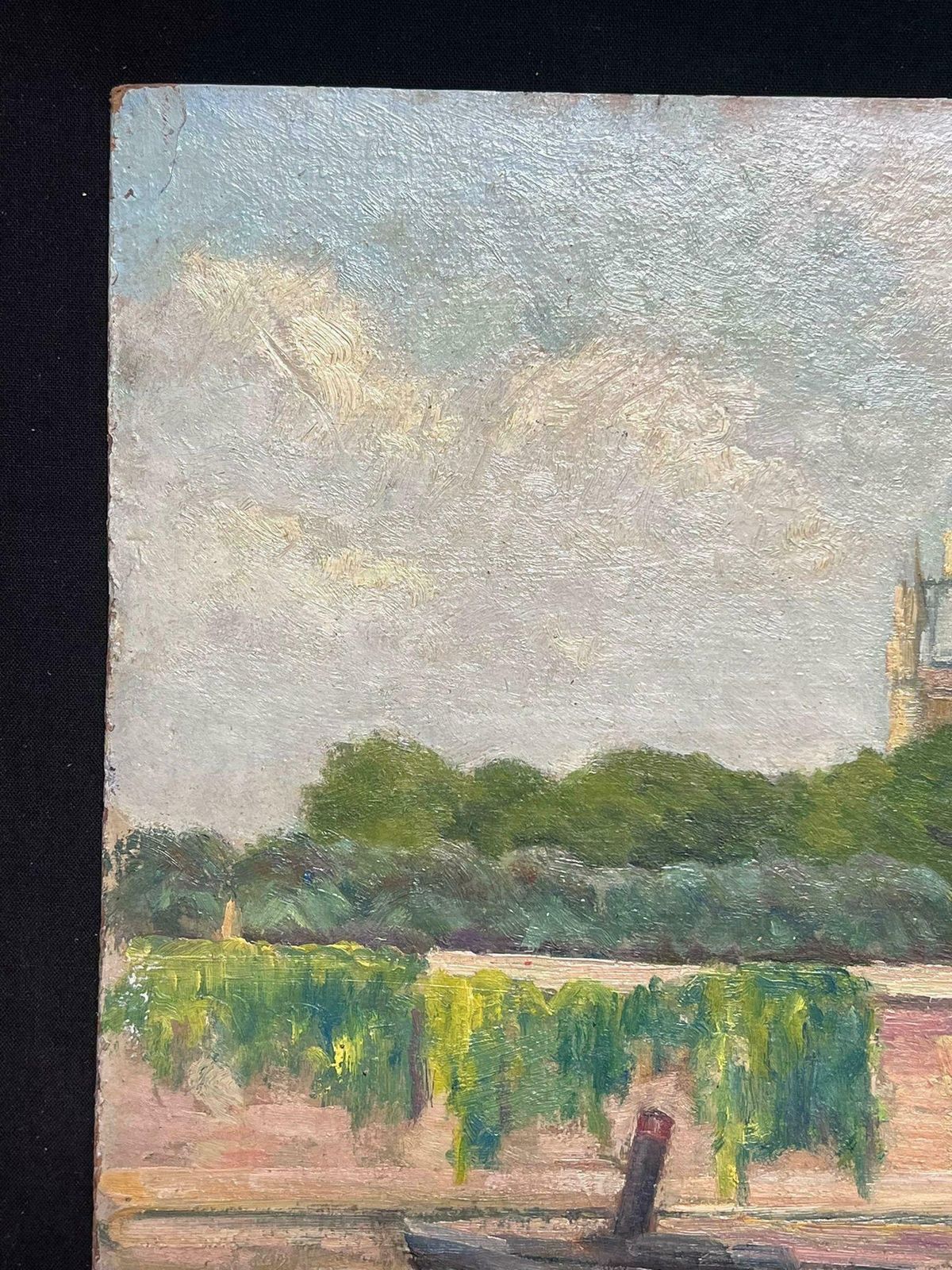 Regine Davidparisian View Of Notre Dame From The Seine Vibrant Oil Painting1950's photo Art